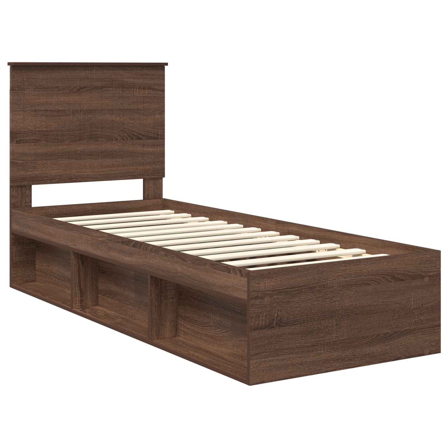 vidaXL Σκελετός Κρεβατιού Καφέ δρυς 75 x 190 cm Στερεά ξυλεία πεύκου