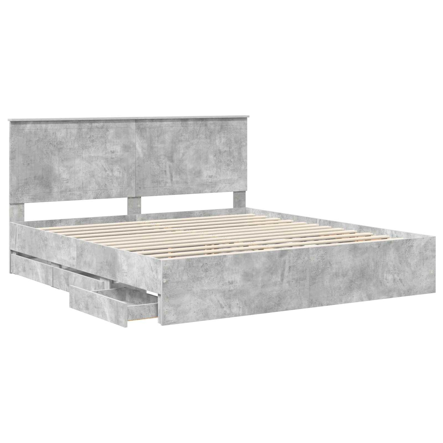 vidaXL Σκελετός Κρεβατιού Σκυρόδεμα Γκρι 180 x 200 cm Μηχανήματος Ξύλο