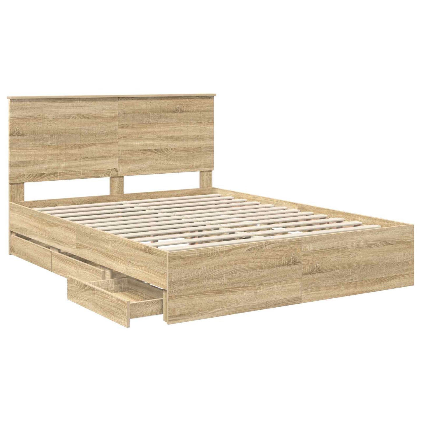vidaXL Σκελετός Κρεβατιού Δρύς Sonoma 150 x 200 cm Μηχανήματος Ξύλο