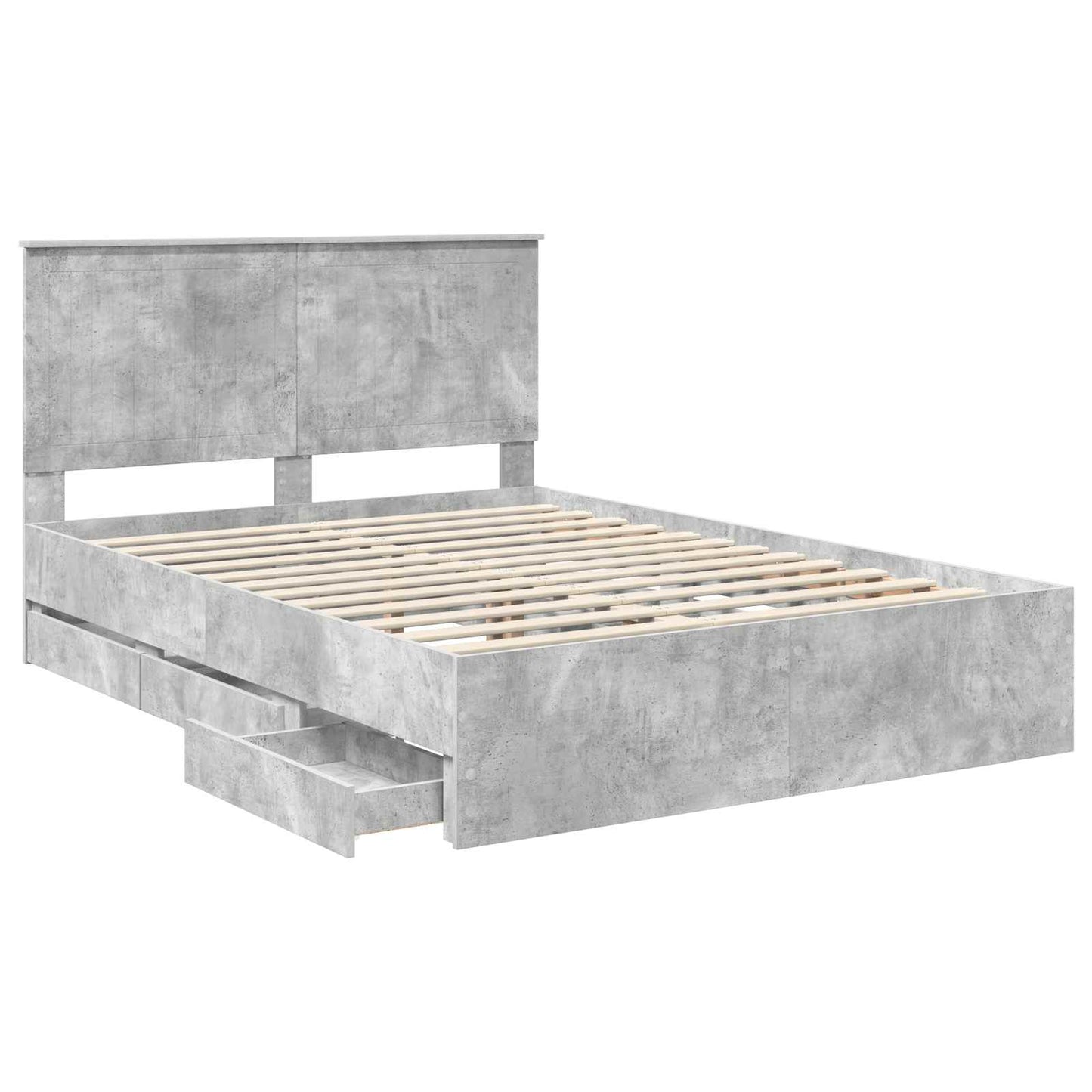 vidaXL Σκελετός Κρεβατιού Σκυρόδεμα Γκρι 135 x 190 cm Μηχανήματος Ξύλο