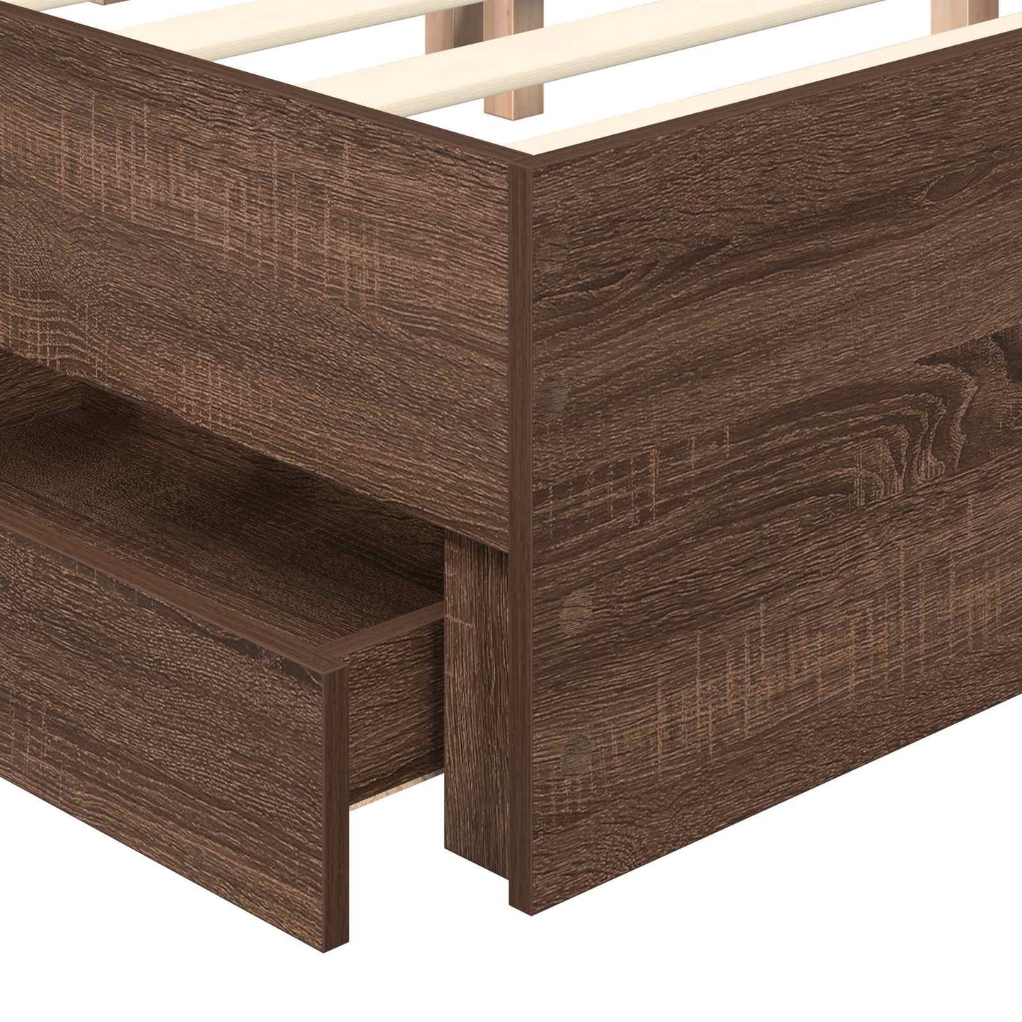 vidaXL Σκελετός Κρεβατιού Καφέ δρυς 135 x 190 cm Μηχανήματος Ξύλο