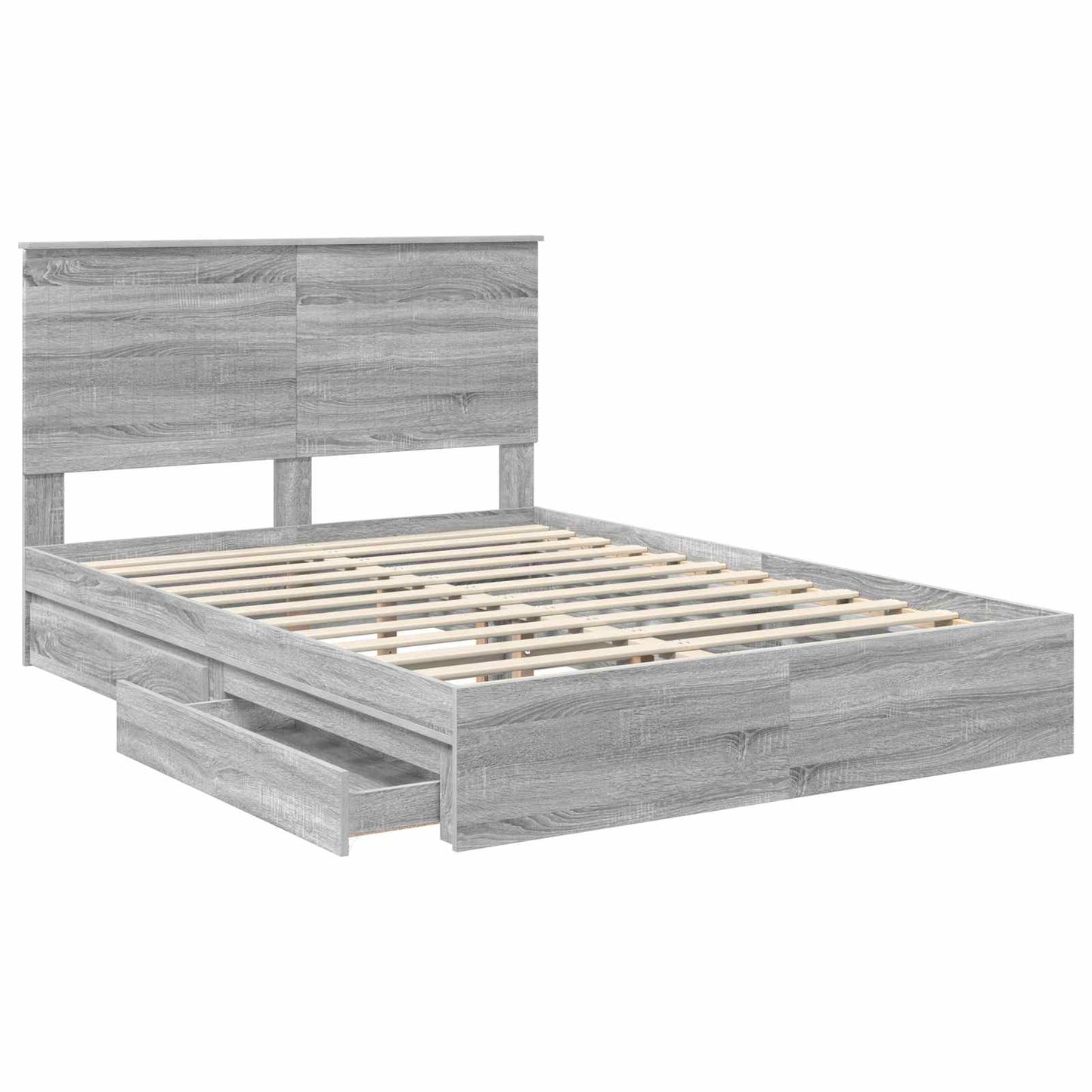 vidaXL Κρεβάτι Αποθήκης Γκρίζο Σονομα 140 x 200 cm Επεξεργασμένο Ξύλο