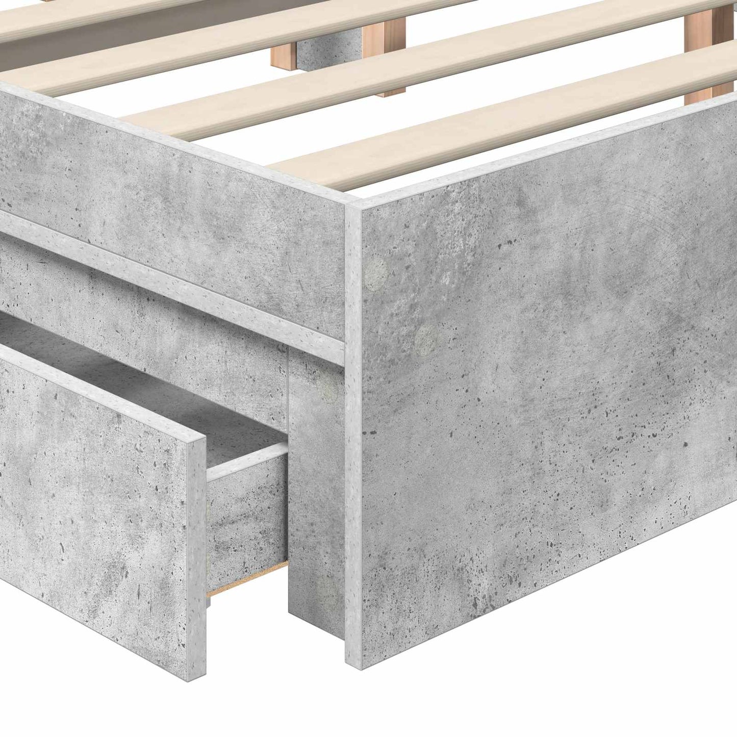 vidaXL Κρεβάτι Αποθήκης Σκυρόδεμα Γκρι 135 x 190 cm Επεξεργασμένο ξύλο
