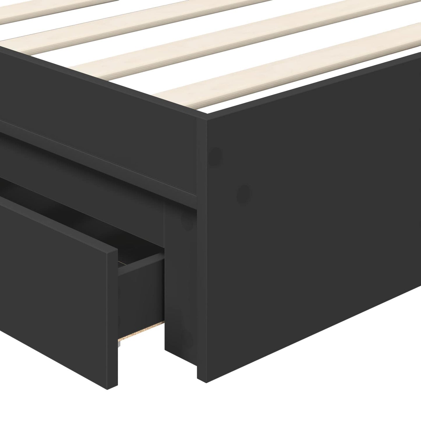 vidaXL Κρεβάτι Αποθήκης Μαύρο 90 x 190 cm Επεξεργασμένο Ξύλο