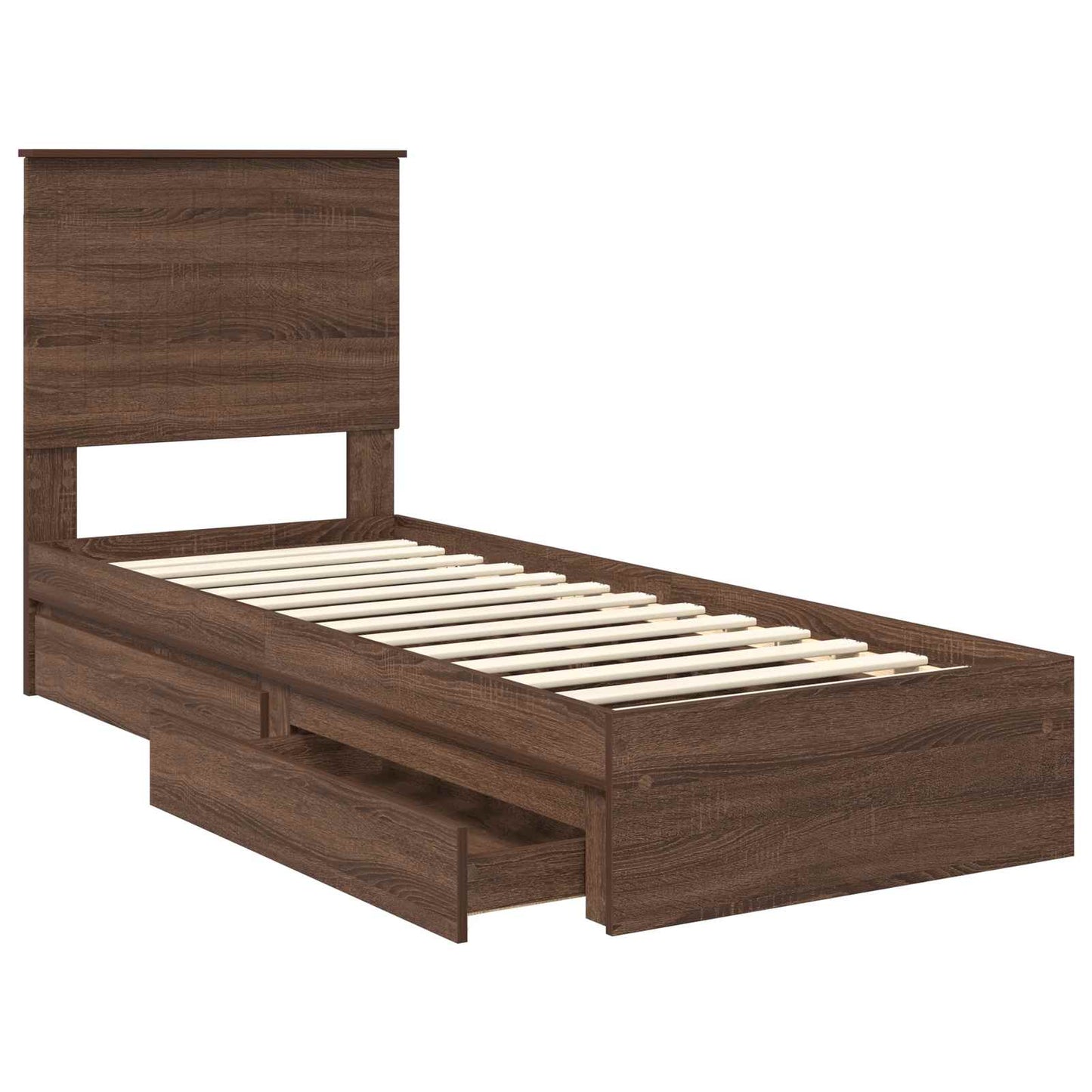vidaXL Κρεβάτι Αποθήκης Καφέ δρυς 75 x 190 cm Επεξεργασμένο Ξύλο