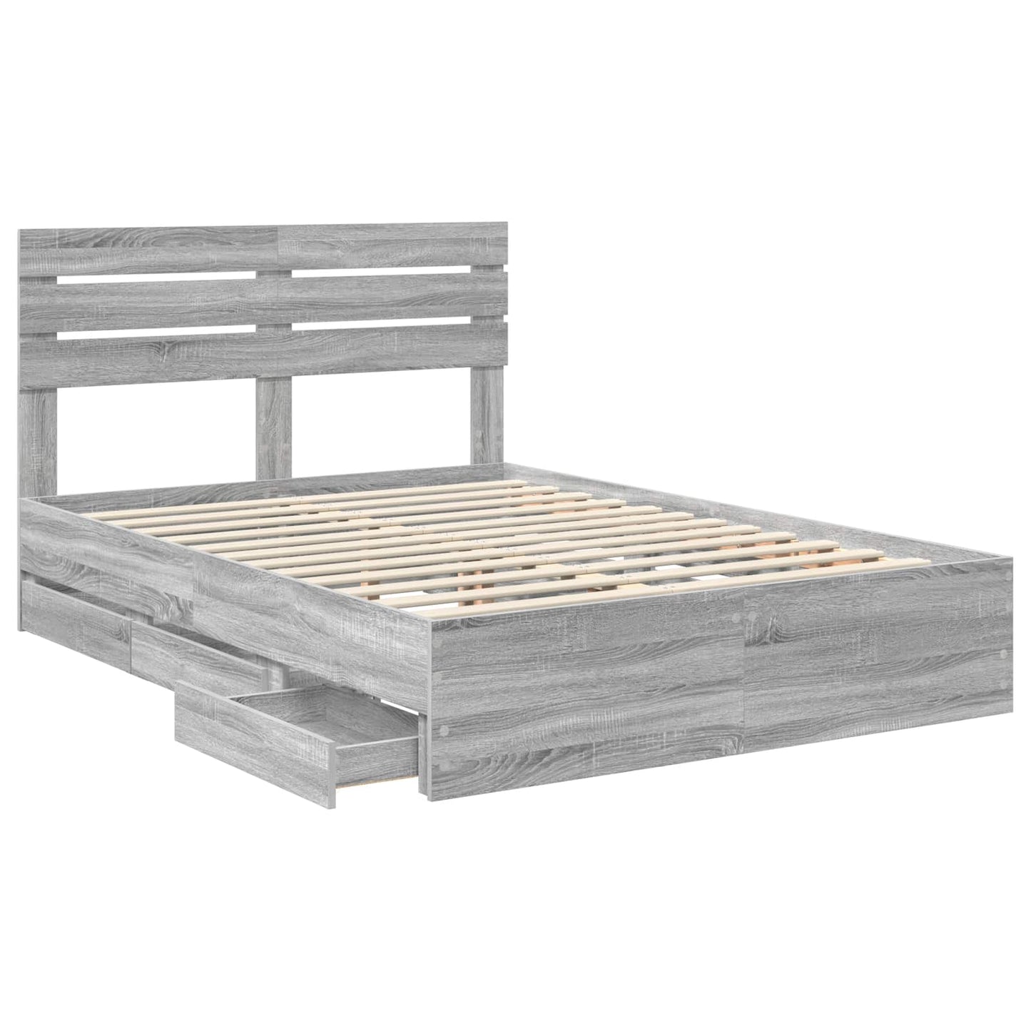 vidaXL Σκελετός Κρεβατιού Γκρίζο Σονομα 140 x 200 cm Μηχανήματος Ξύλο