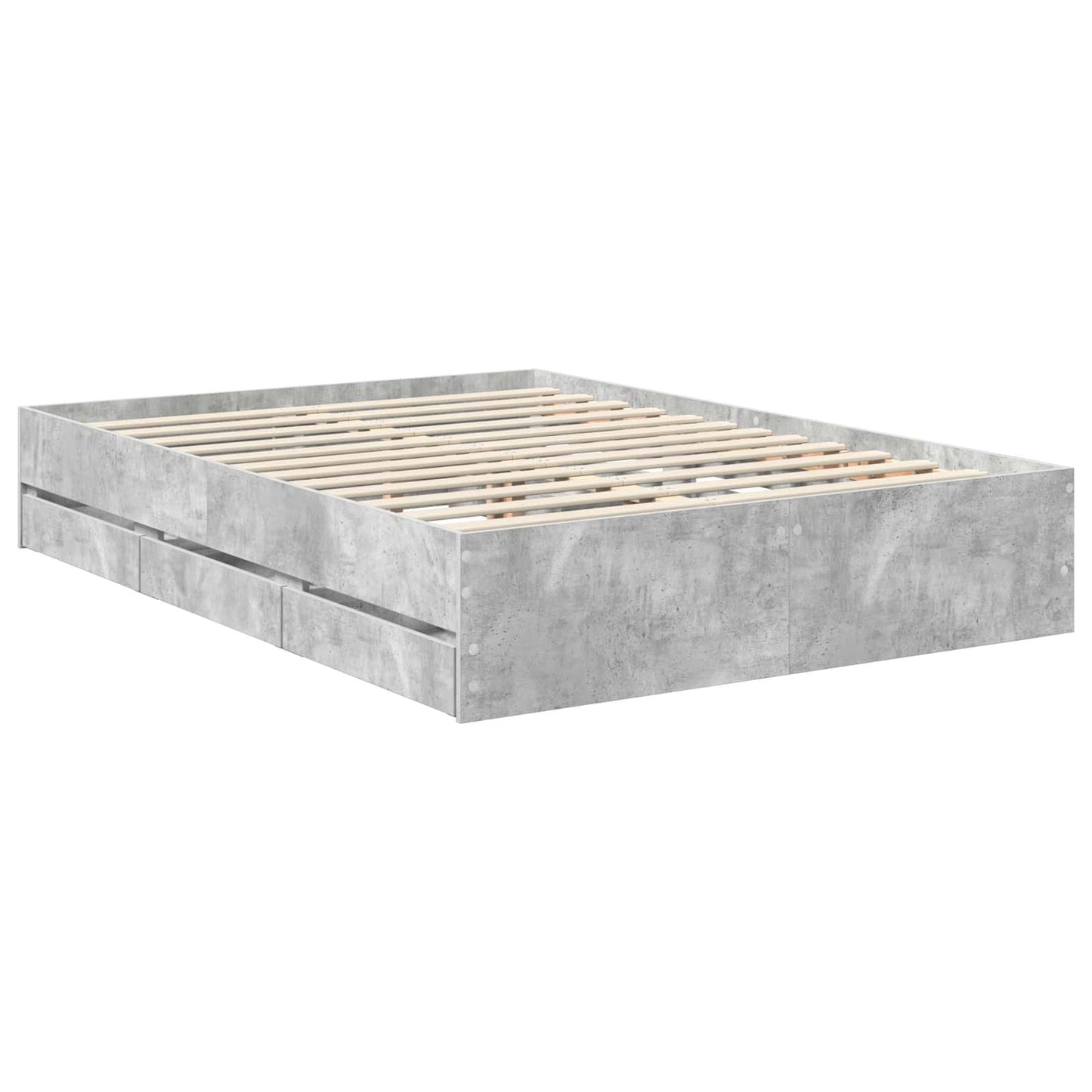 vidaXL Σκελετός Κρεβατιού Σκυρόδεμα Γκρι 135 x 190 cm Μηχανήματος Ξύλο