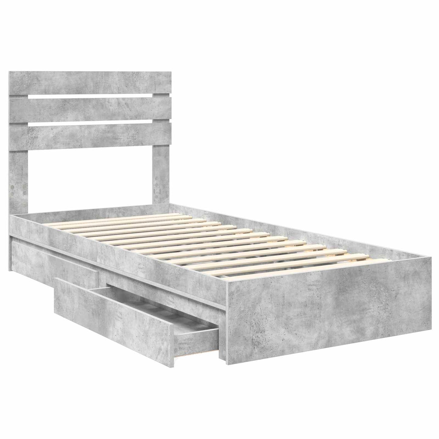 vidaXL Κρεβάτι Αποθήκης Σκυρόδεμα Γκρι 90 x 190 cm Επεξεργασμένο Ξύλο