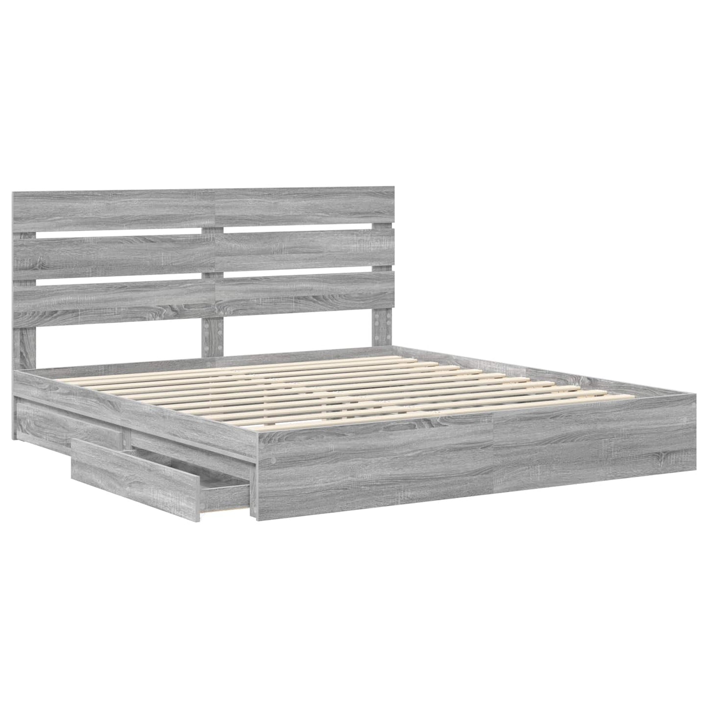 vidaXL Κρεβάτι Αποθήκης Γκρίζο Σονομα 200 x 200 cm Επεξεργασμένο Ξύλο