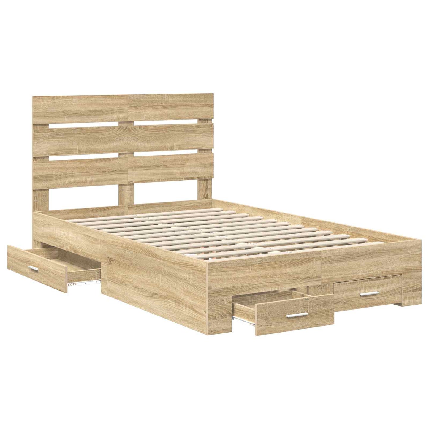 vidaXL Σκελετός Κρεβατιού Δρύς Sonoma 135 x 190 cm Επεξεργασμένο Ξύλο