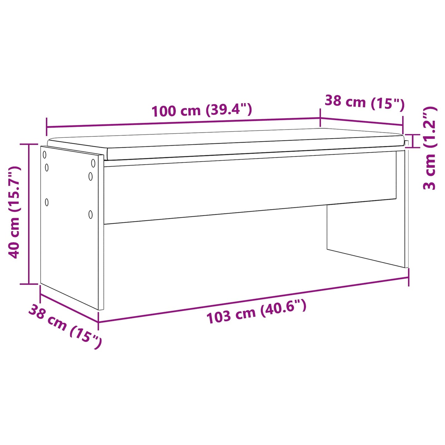 vidaXL Παγκάκι Χαλωρίου με μαξιλάρι Artisan Oak 103 x 38 x 40 εκ