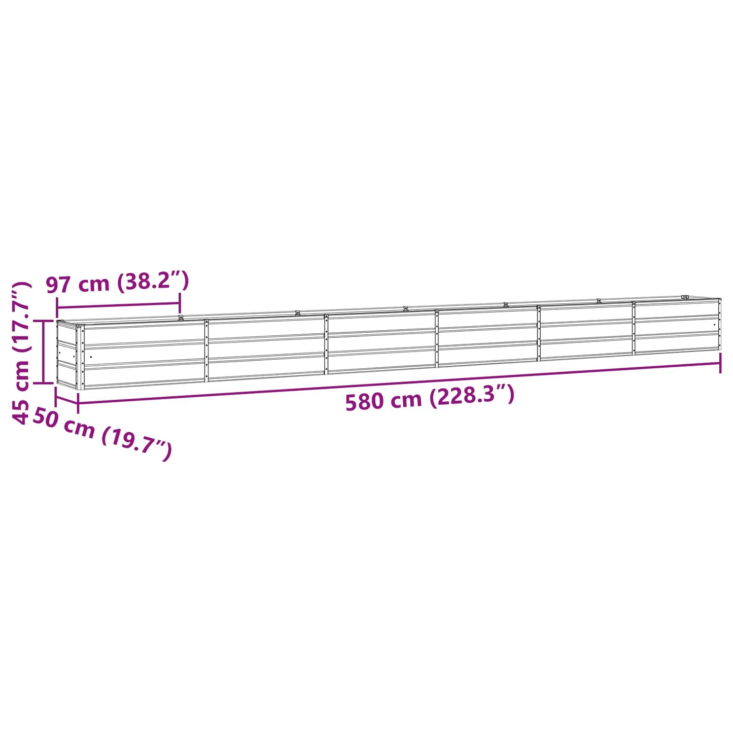 vidaXL Γλάστρα Ανοιχτό γκρι 480 x 50 x 45 εκ Επικαλυμμένος Χάλυβας