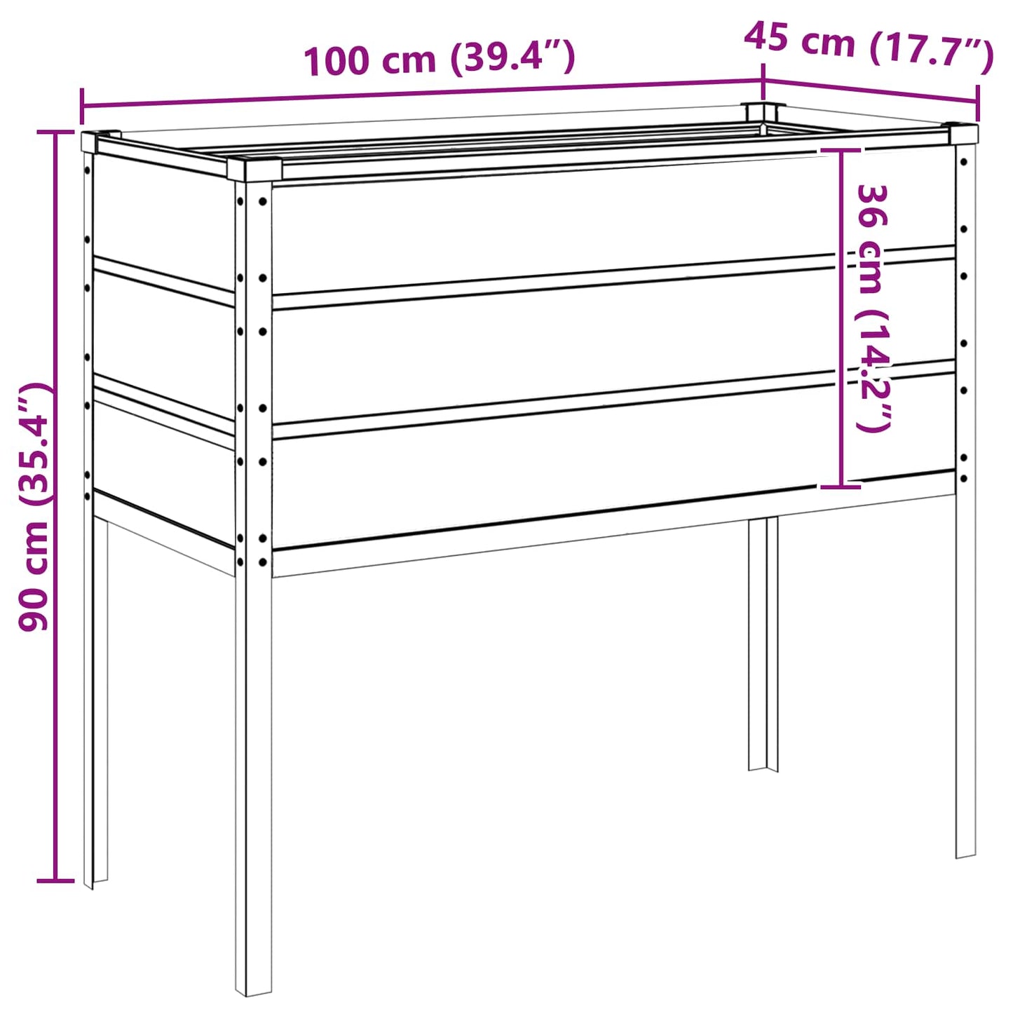 vidaXL Γλάστρα Ανοιχτό γκρι 100 x 45 x 90 εκ. Επικαλυμμένος Χάλυβας