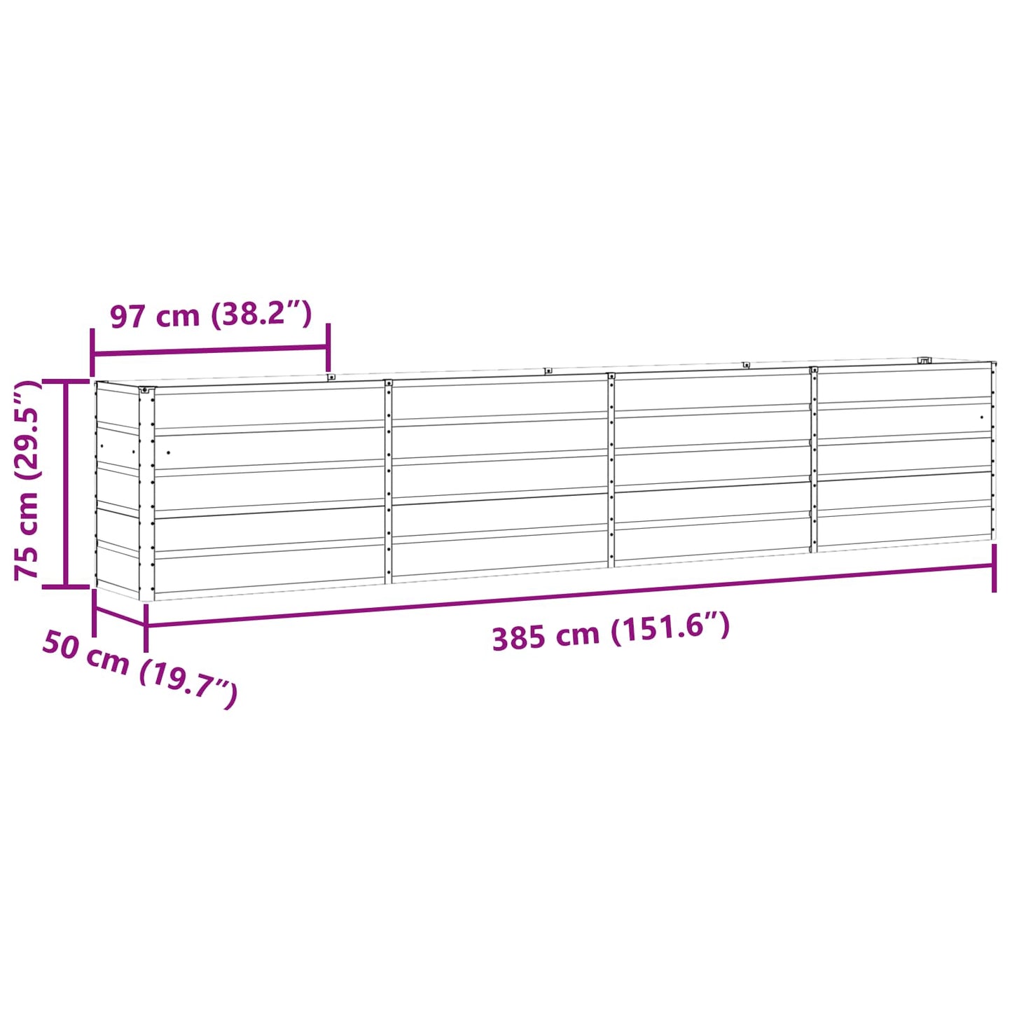 vidaXL Γλάστρα Ανθρακί 385 x 50 x 75 εκ Επικαλυμμένος Χάλυβας