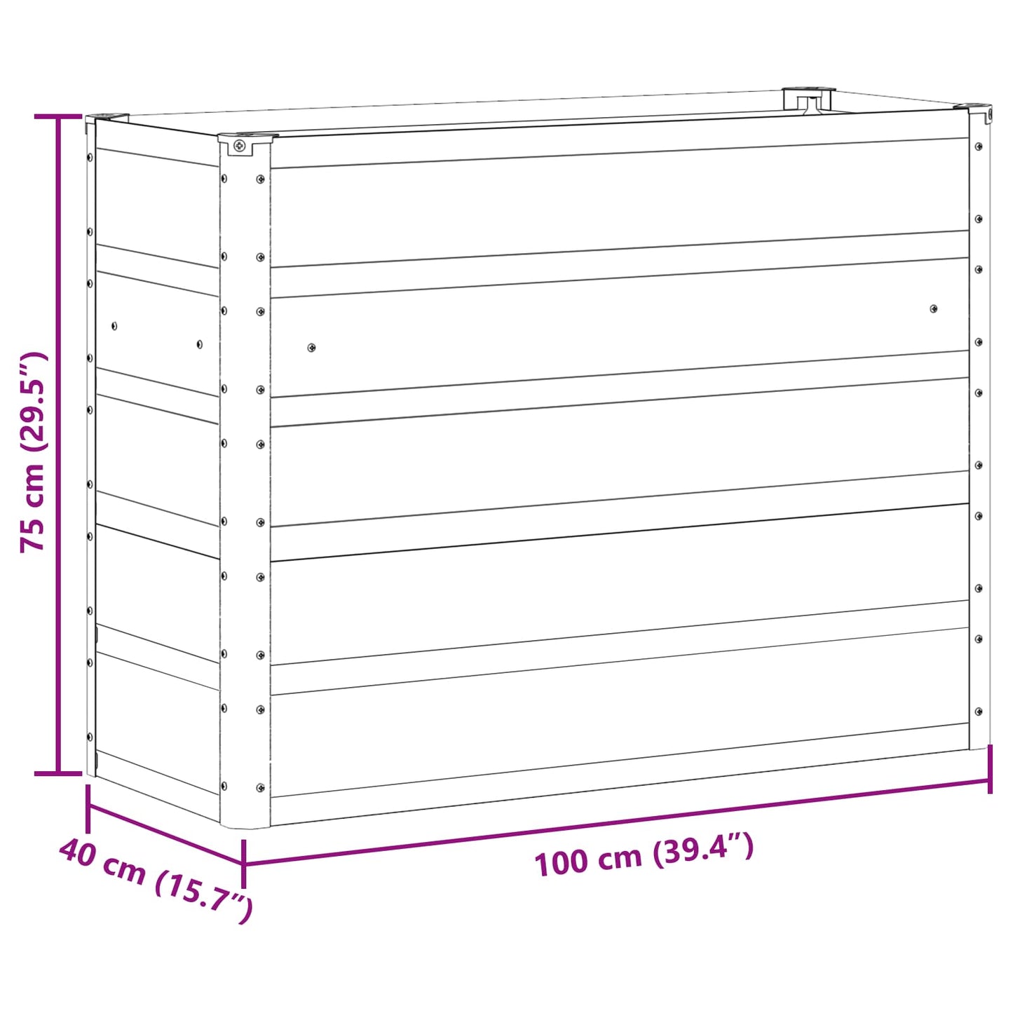vidaXL Γλάστρα Πράσινο 100 x 40 x 75 cm Ατσάλι