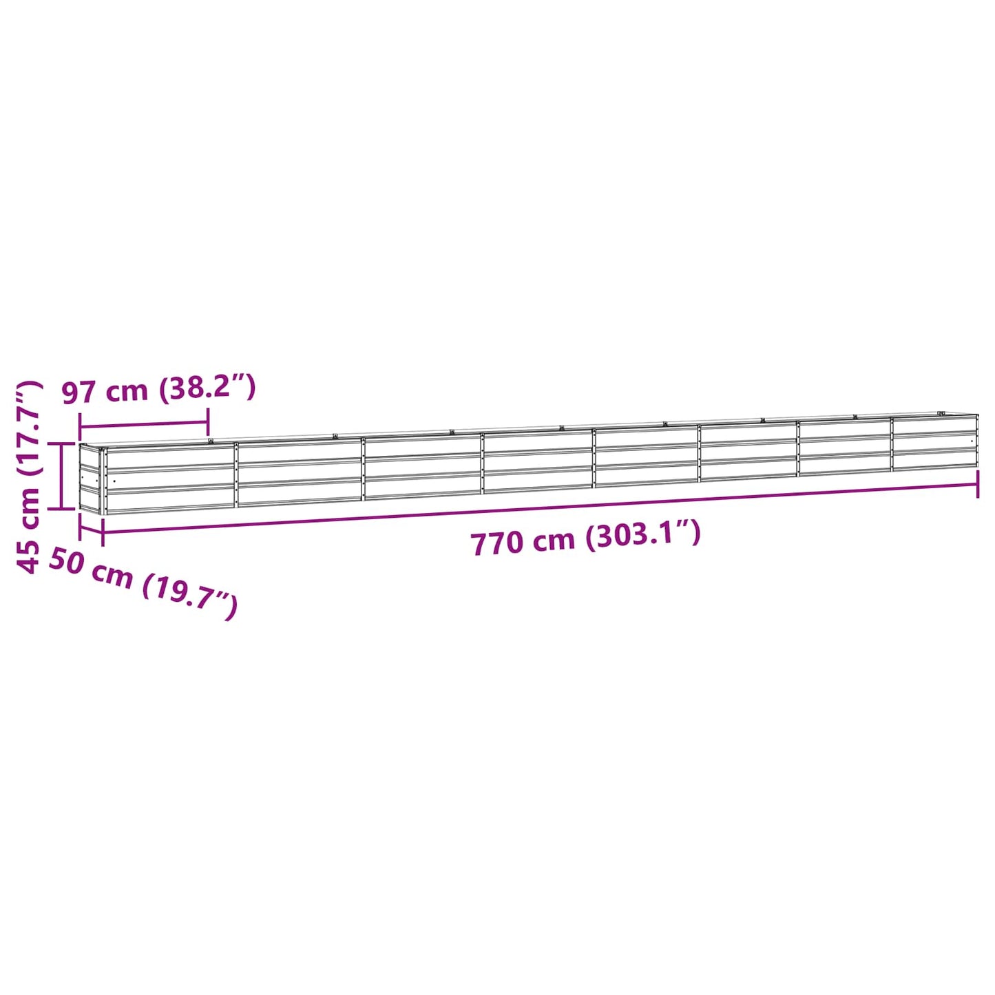 vidaXL Γλάστρα Παστέλ Πράσινο 770 x 50 x 45 εκ Επικαλυμμένος Χάλυβας