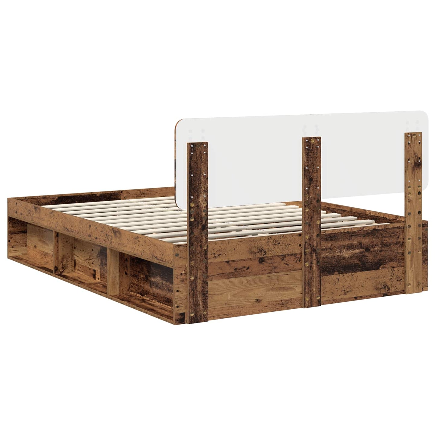 vidaXL Σκελετός Κρεβατιού Παλιό ξύλο 140 x 190 cm Στερεά ξυλεία πεύκου