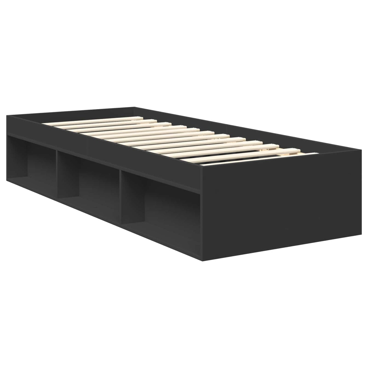vidaXL Σκελετός Κρεβατιού Μαύρο 75 x 190 cm Στερεά ξυλεία πεύκου