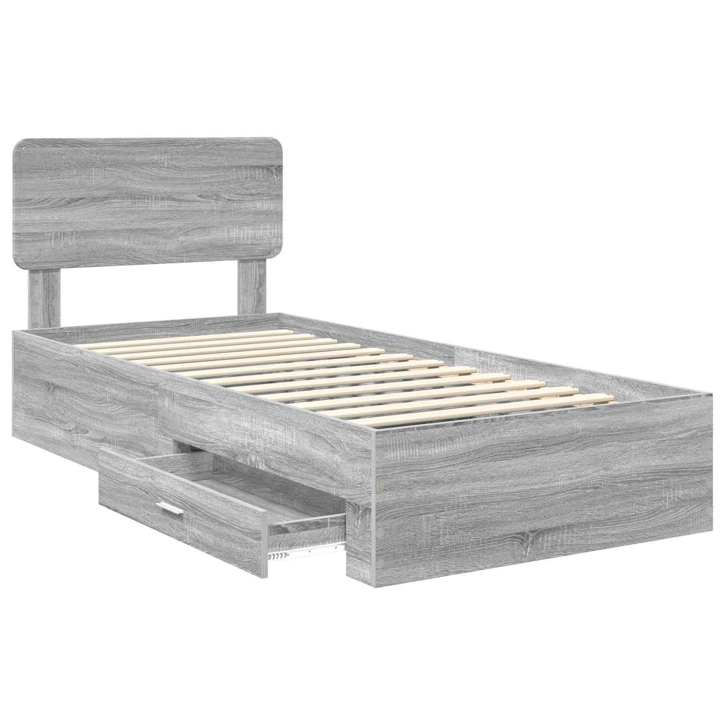 vidaXL Σκελετός Κρεβατιού Γκρίζο Σονομα 75 x 190 cm Επεξεργασμένο Ξύλο