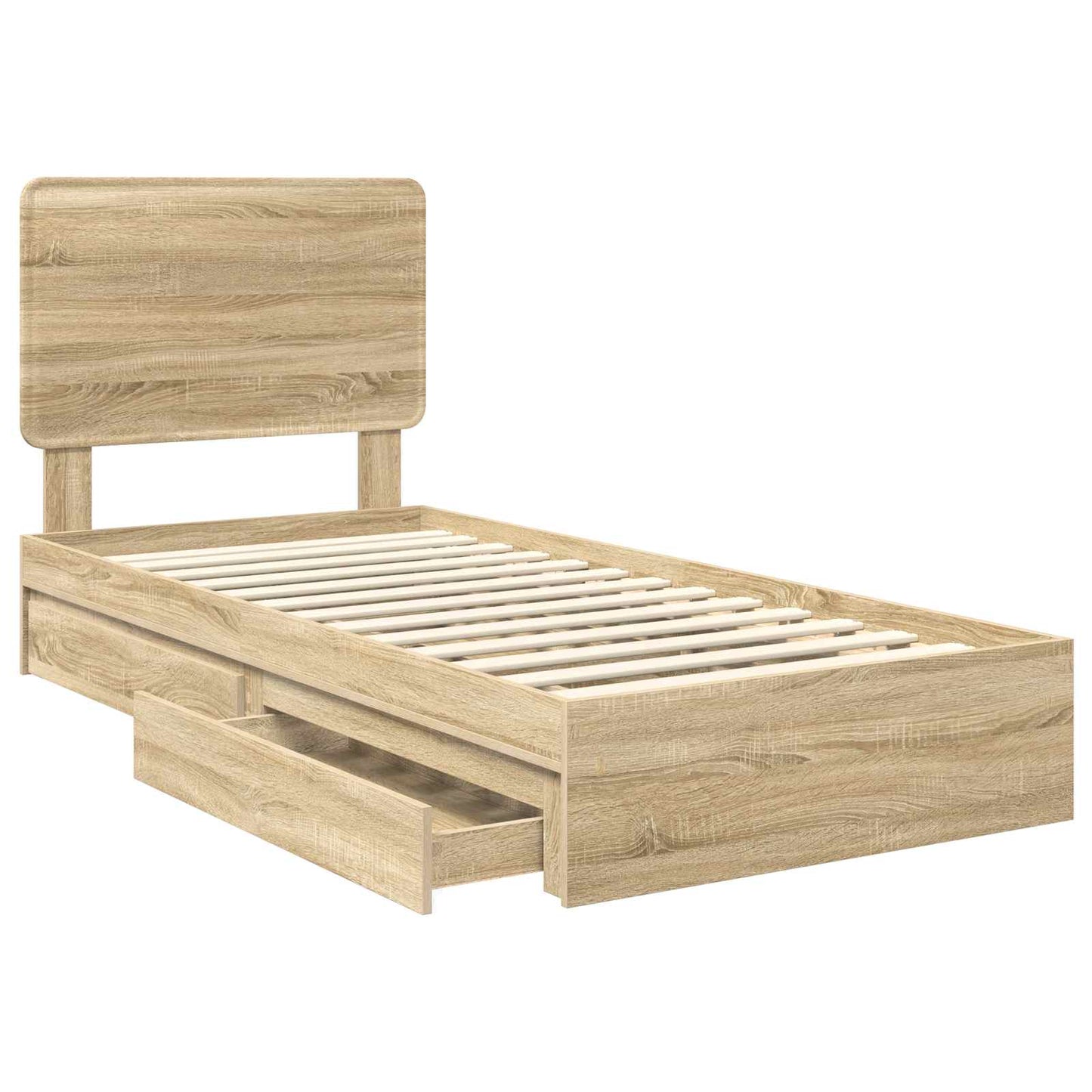 vidaXL Κρεβάτι Αποθήκης Δρύς Sonoma 90 x 190 cm Επεξεργασμένο ξύλο
