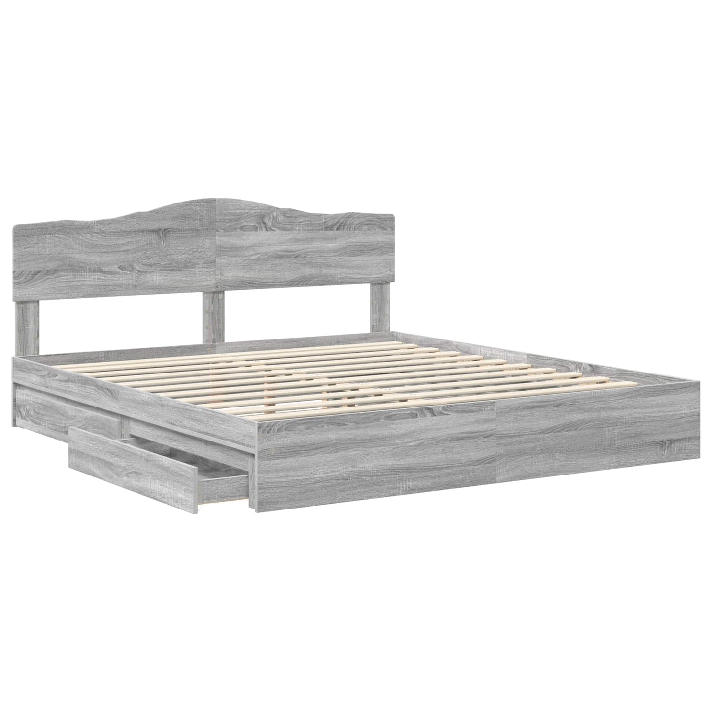 vidaXL Κρεβάτι Αποθήκης Γκρίζο Σονομα 180 x 200 cm Επεξεργασμένο Ξύλο