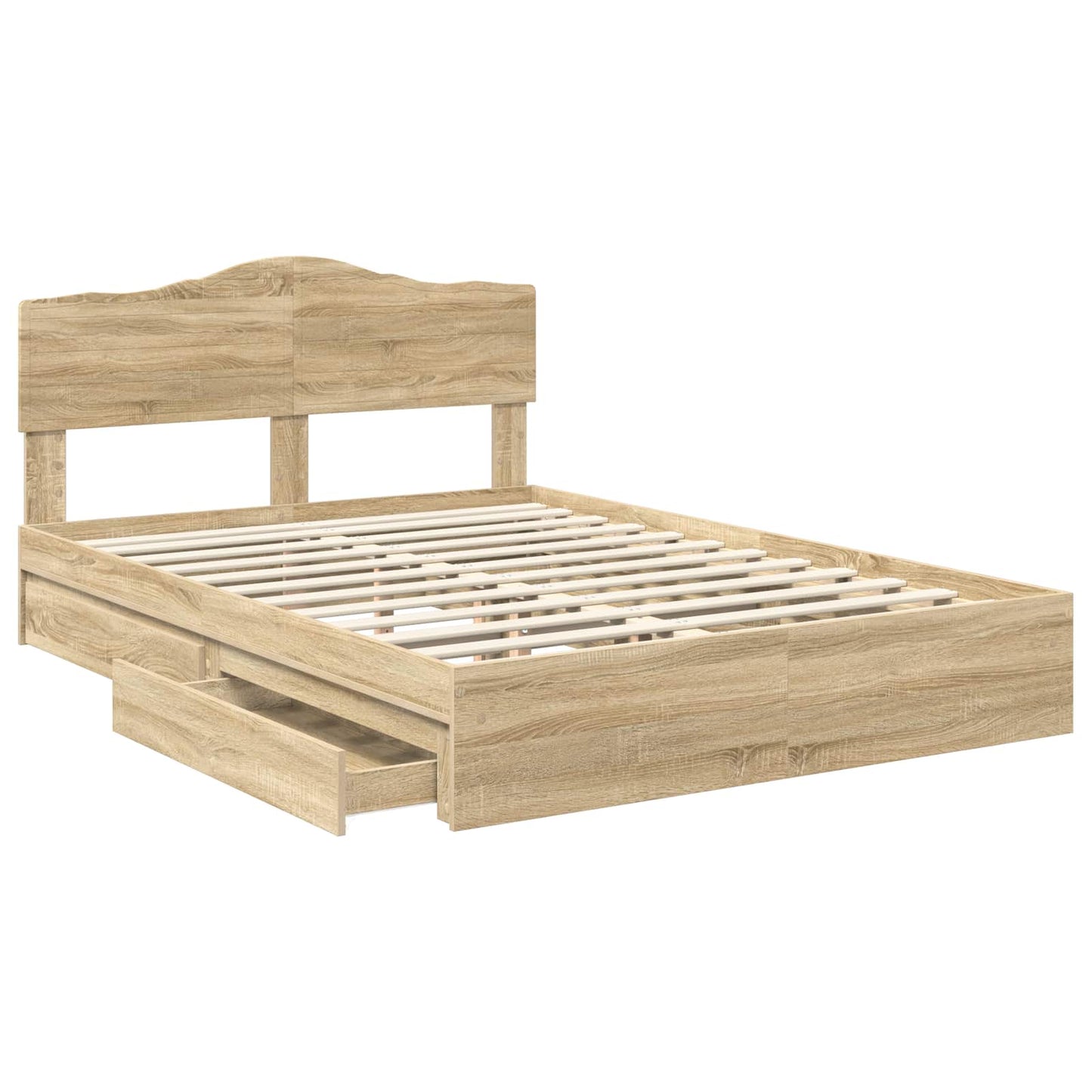 vidaXL Κρεβάτι Αποθήκης Δρύς Sonoma 140 x 200 cm Επεξεργασμένο ξύλο
