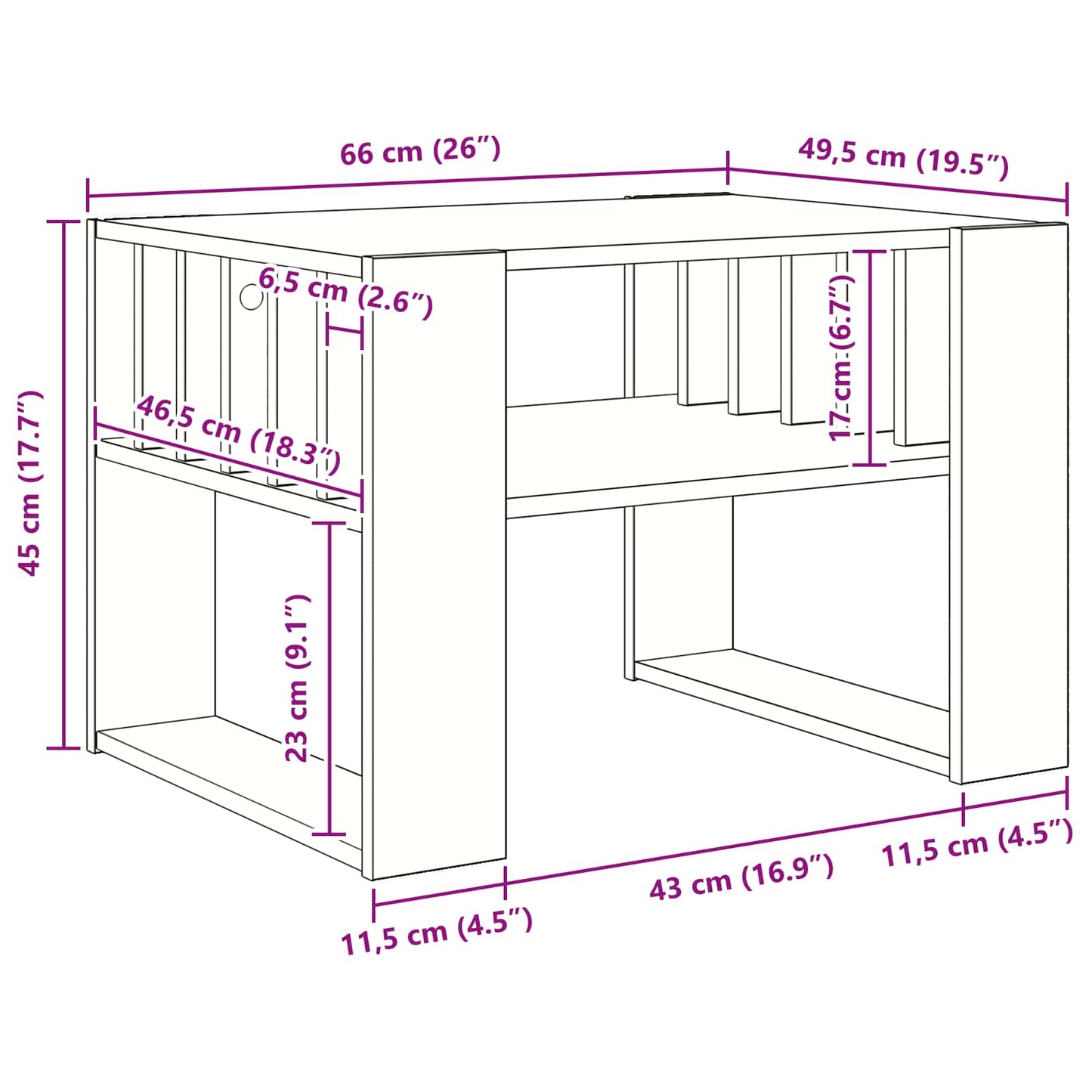 vidaXL Τραπεζάκι σαλονιού Καπνιστό Δρύς 66 x 49,5 x 45 εκ.