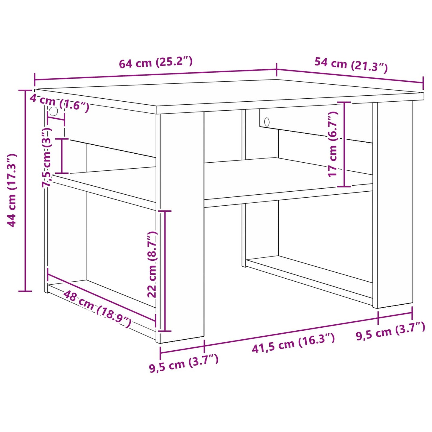 vidaXL Τραπεζάκι σαλονιού με αποθήκευση Artisan Oak 64 x 54 x 44 εκ