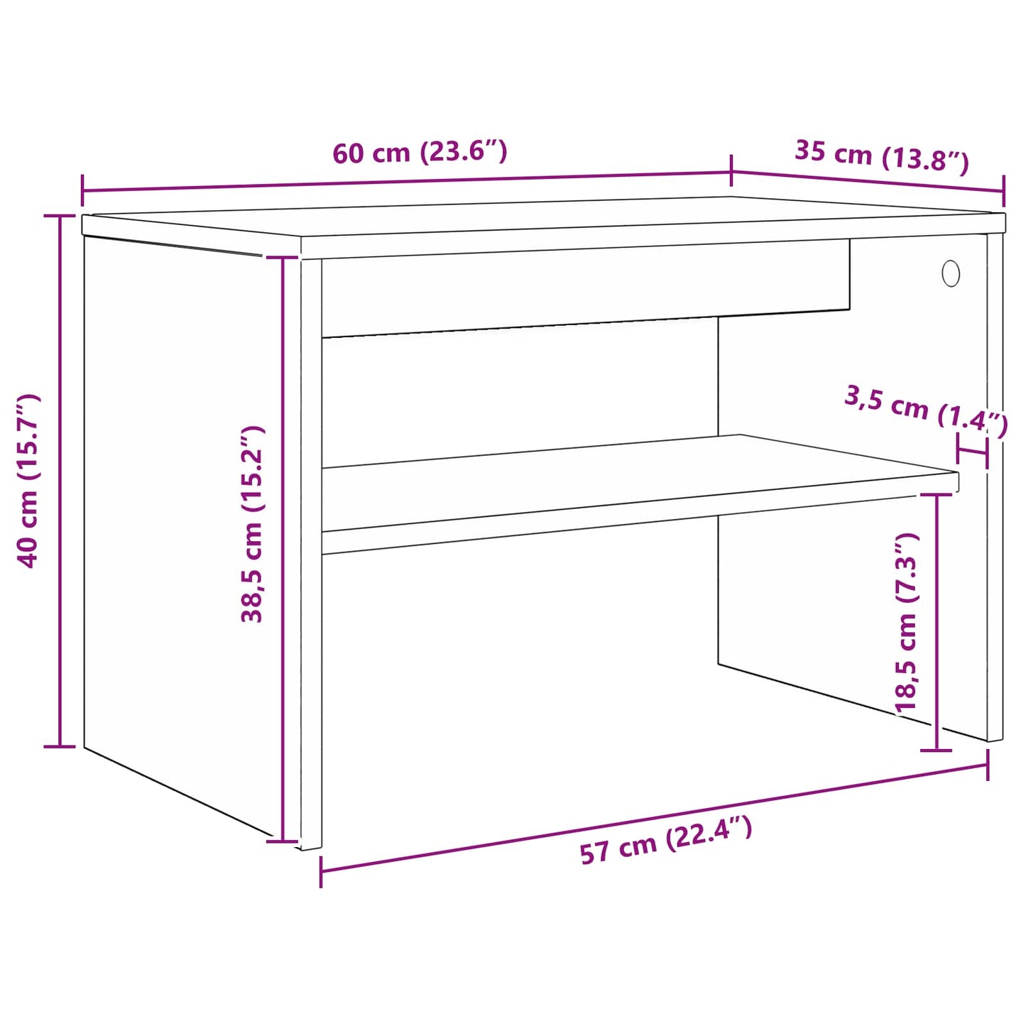 vidaXL Ντουλάπι TV 60 x 35 x 40 εκ. Δρύς Sonoma Επεξεργασμένο Ξύλο