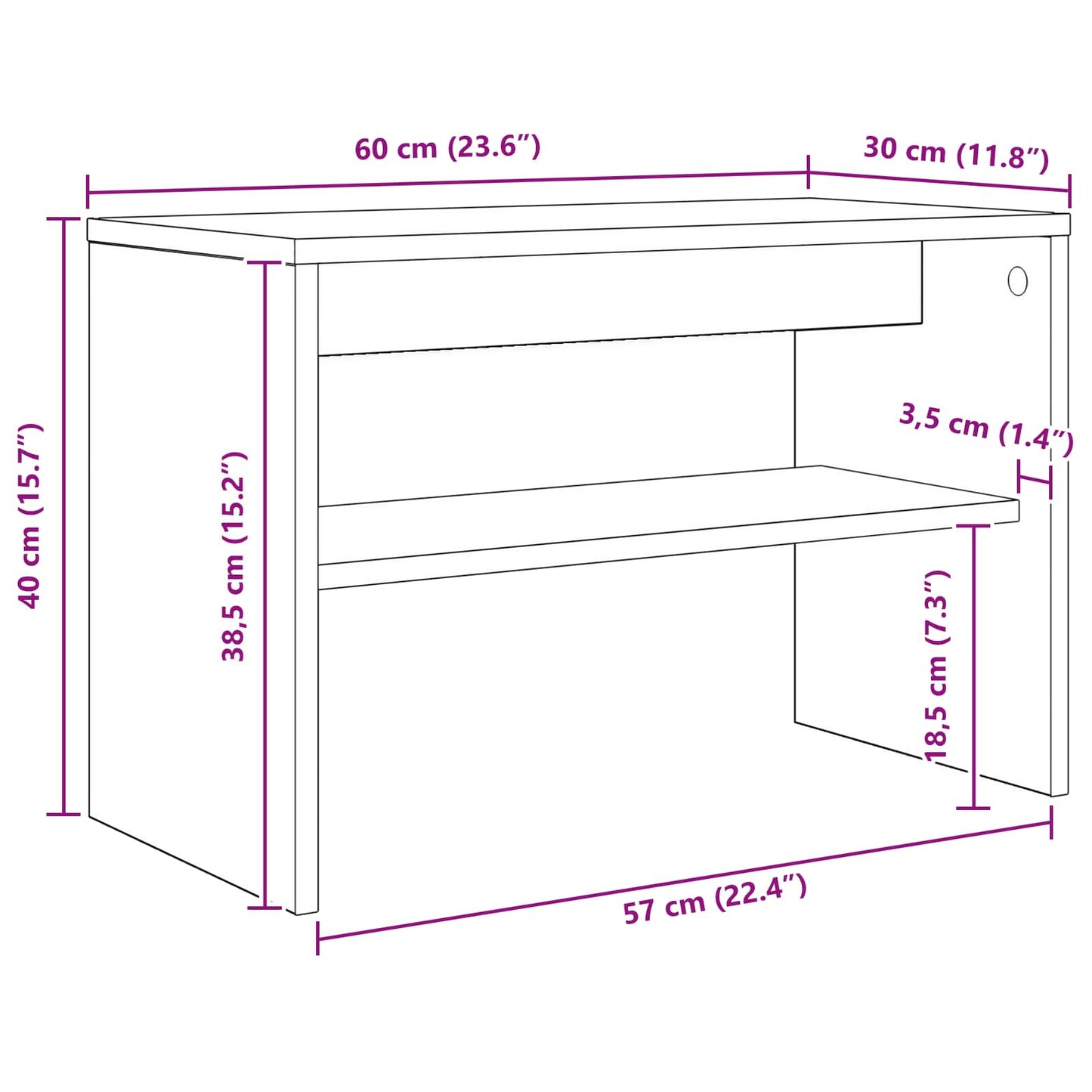 vidaXL Ντουλάπι TV 60 x 30 x 40 εκ. Παλιό ξύλο Επεξεργασμένο Ξύλο