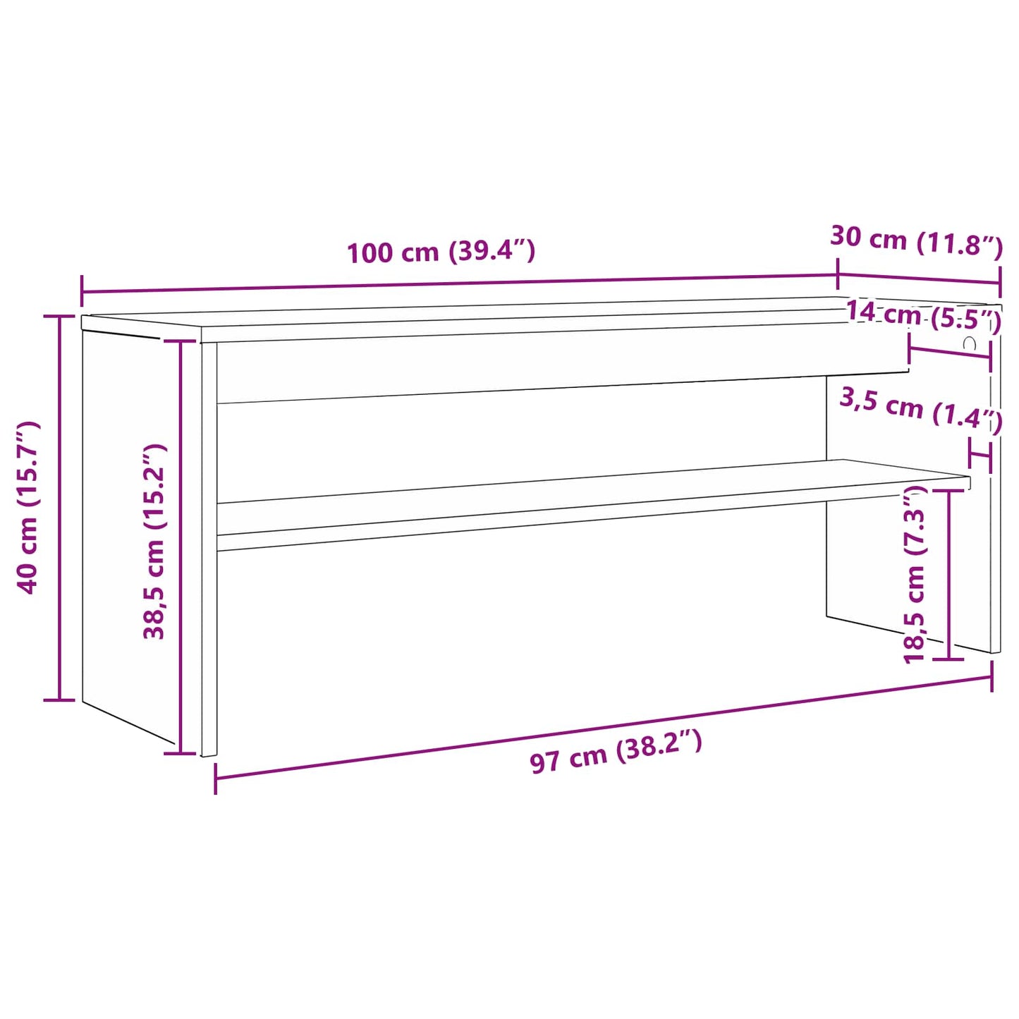 vidaXL Ντουλάπι TV 100 x 30 x 40 εκ Καπνιστό Δρύς Επεξεργασμένο Ξύλο