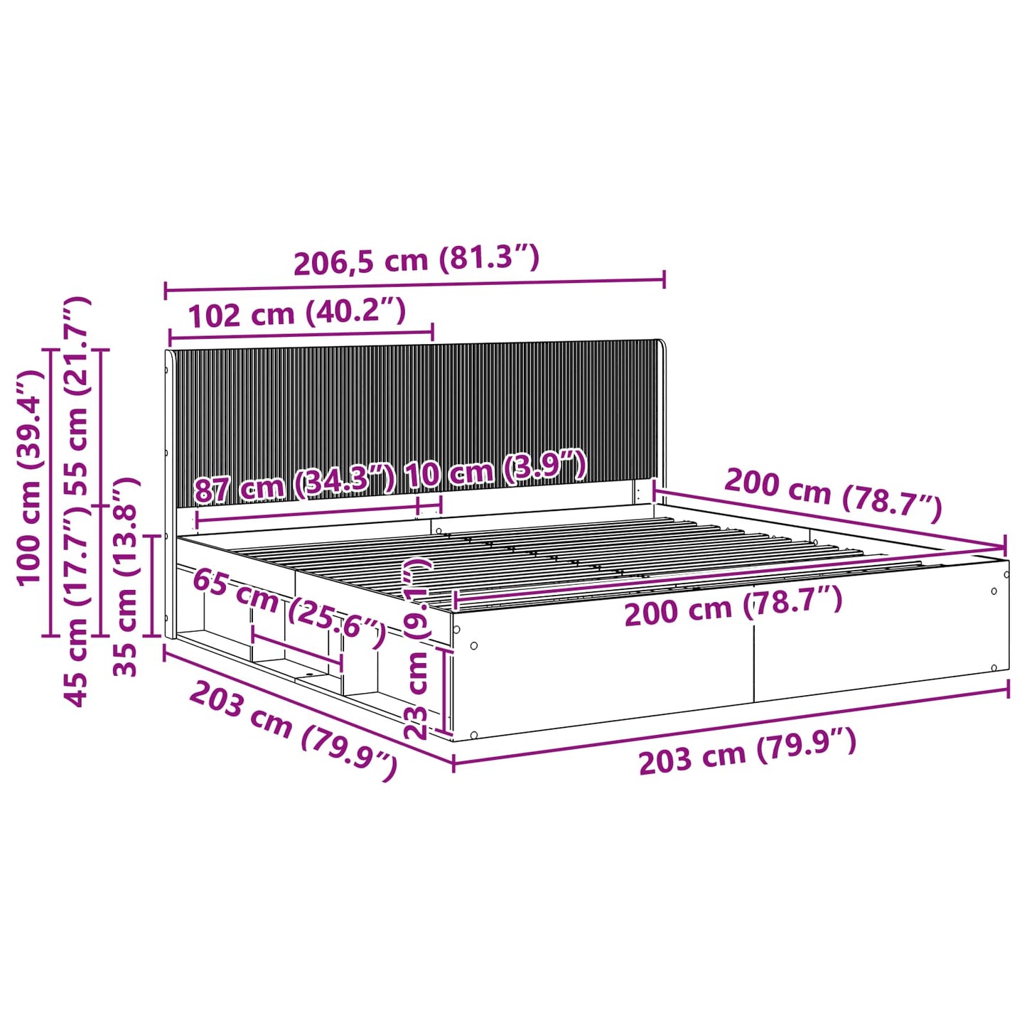 vidaXL Καλάθι με αποθήκη και κεφαλάρι Sonoma Δρυς 200 x 200 cm