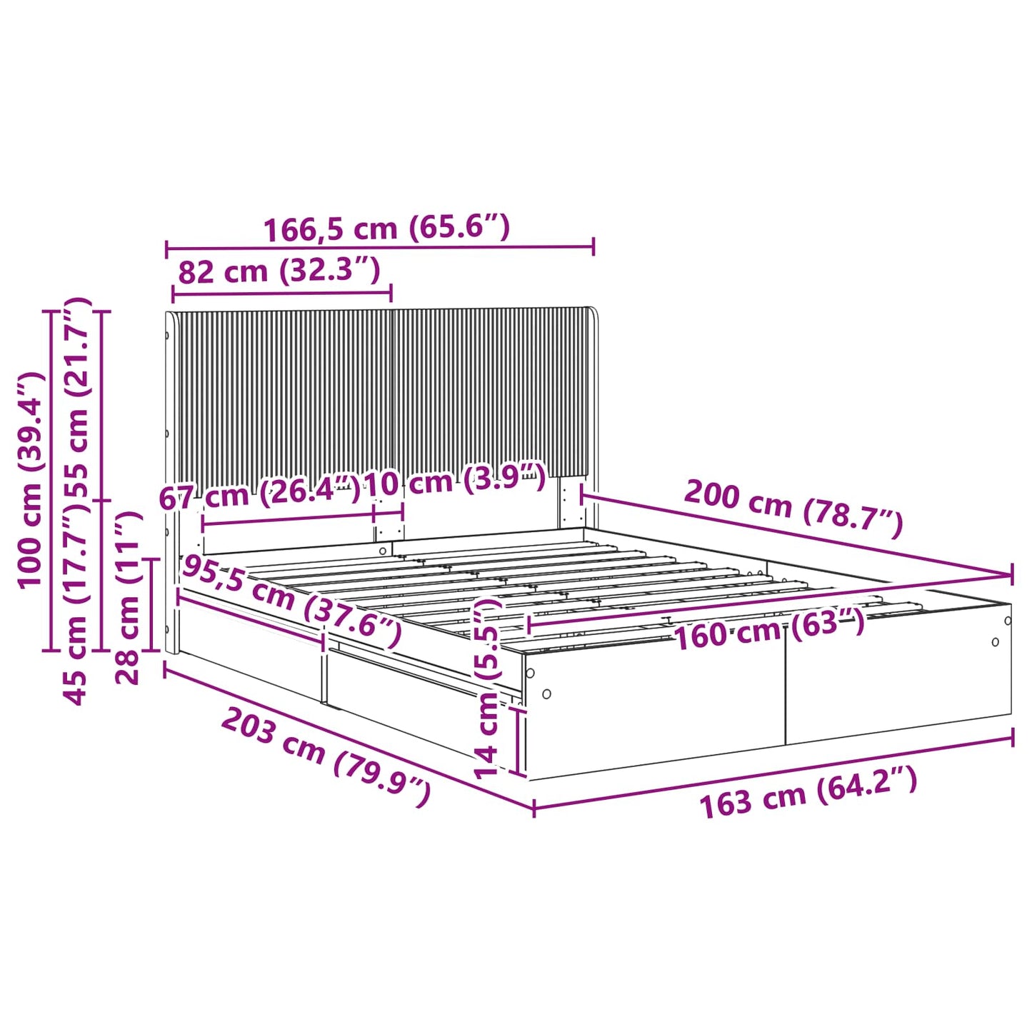vidaXL Καλάθι με αποθήκη και κεφαλάρι Sonoma Δρυς 160 x 200 cm