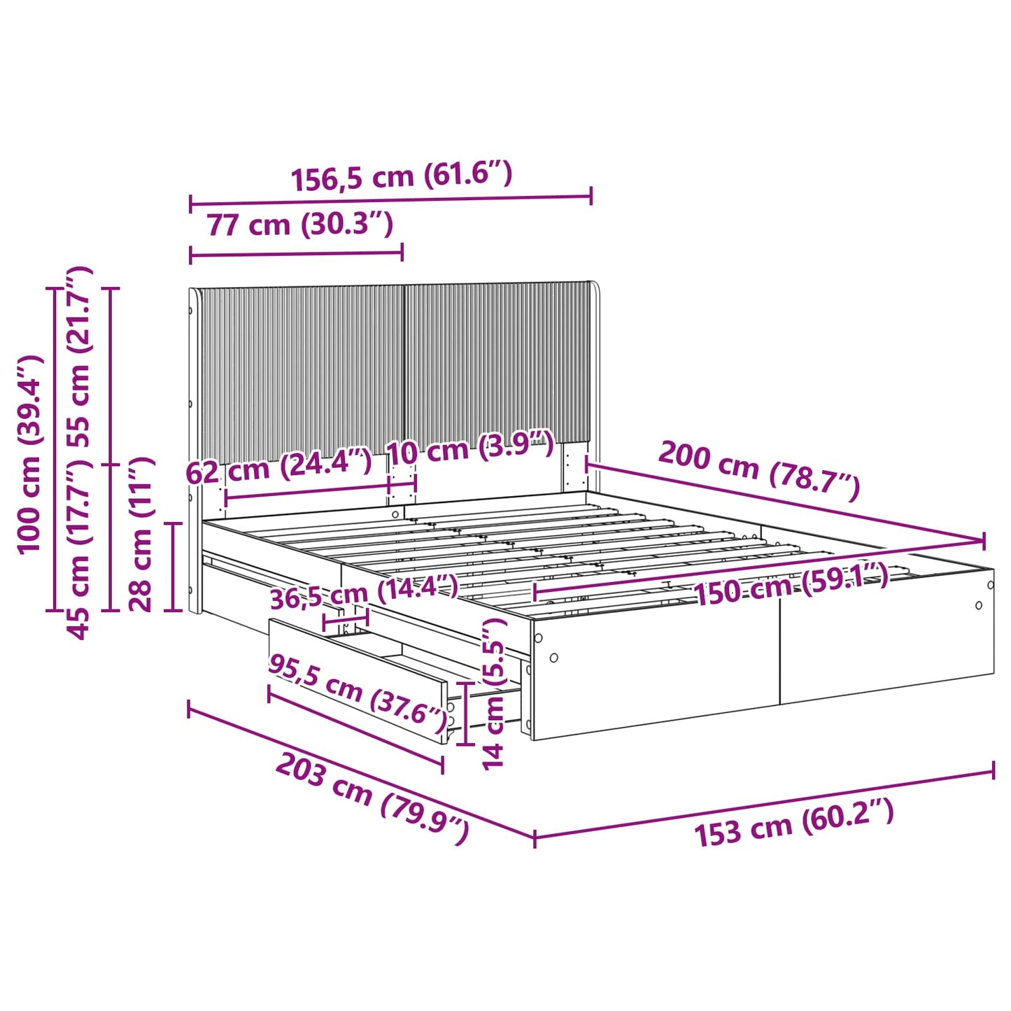 vidaXL Καλάθι με αποθήκη και κεφαλάρι Γκρι Sonoma 150 x 200 cm