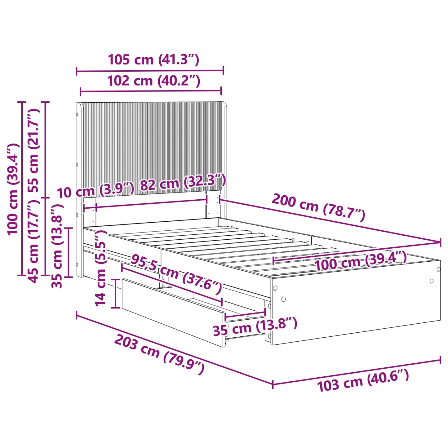 vidaXL Καλάθι με αποθήκη και κεφαλάρι Sonoma Δρυς 100 x 200 cm