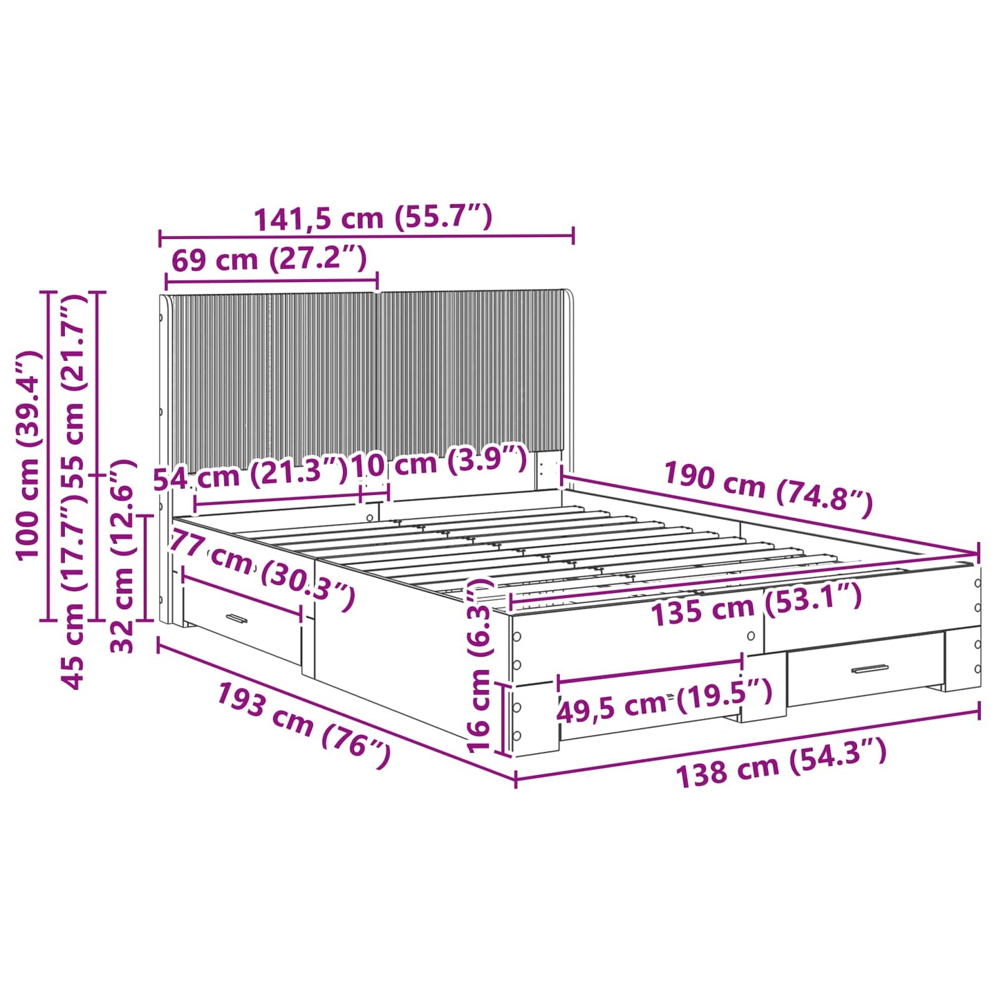 vidaXL Καλάθι με αποθήκη και κεφαλάρι Μαύρο 135 x 190 cm