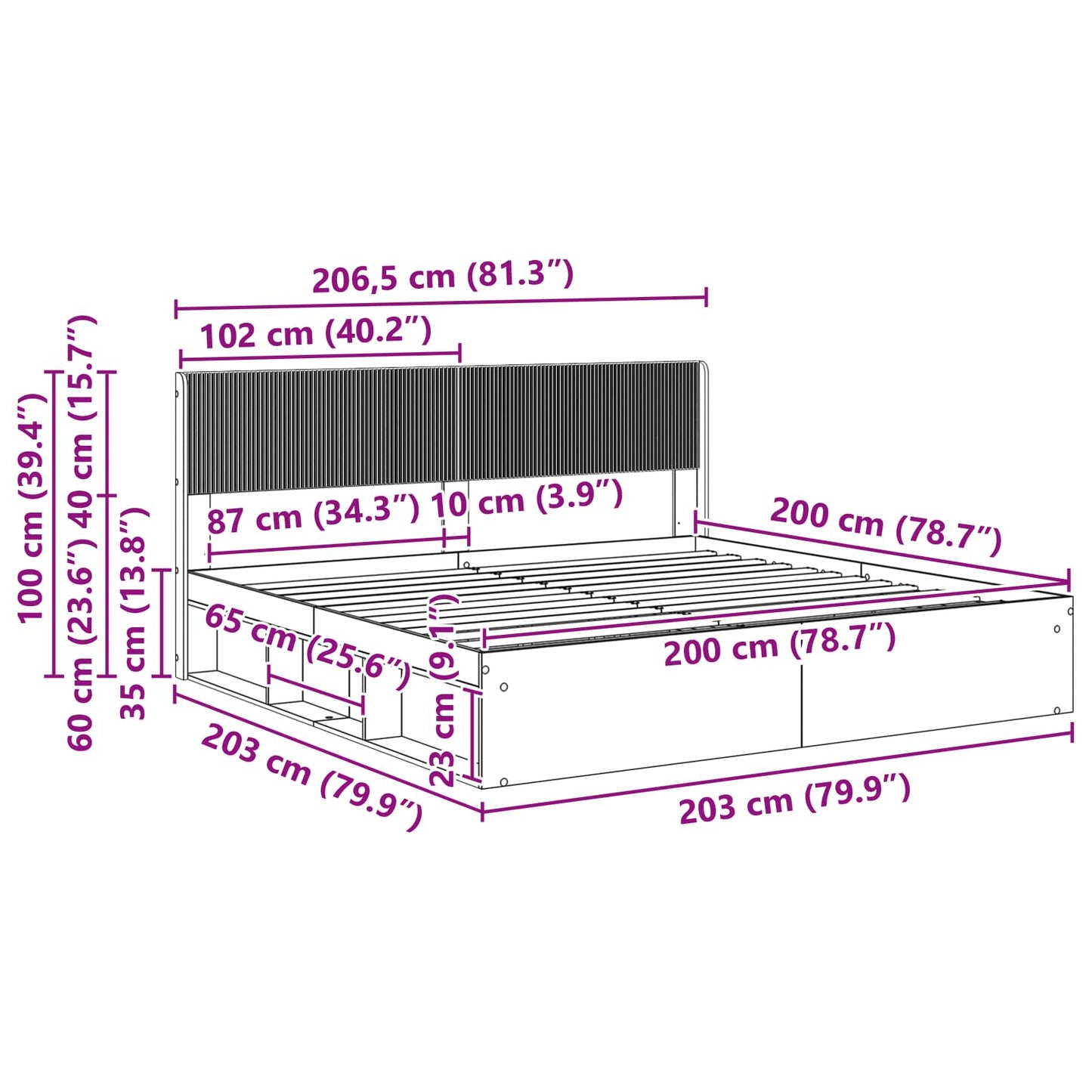 vidaXL Καλάθι με αποθήκη και κεφαλάρι 3 pcs Επεξεργασμένο Ξύλο