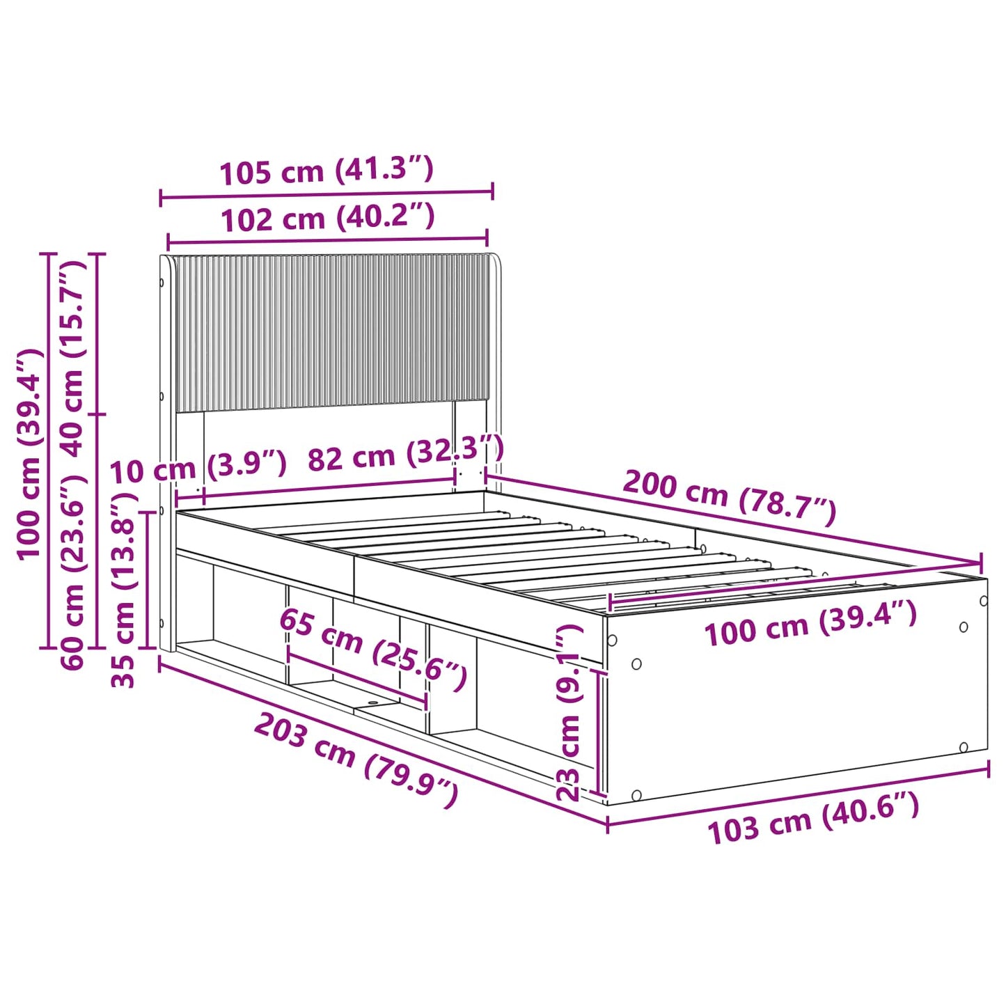 vidaXL Καλάθι με αποθήκη και κεφαλάρι Artisan Δρυς 100 x 200 cm