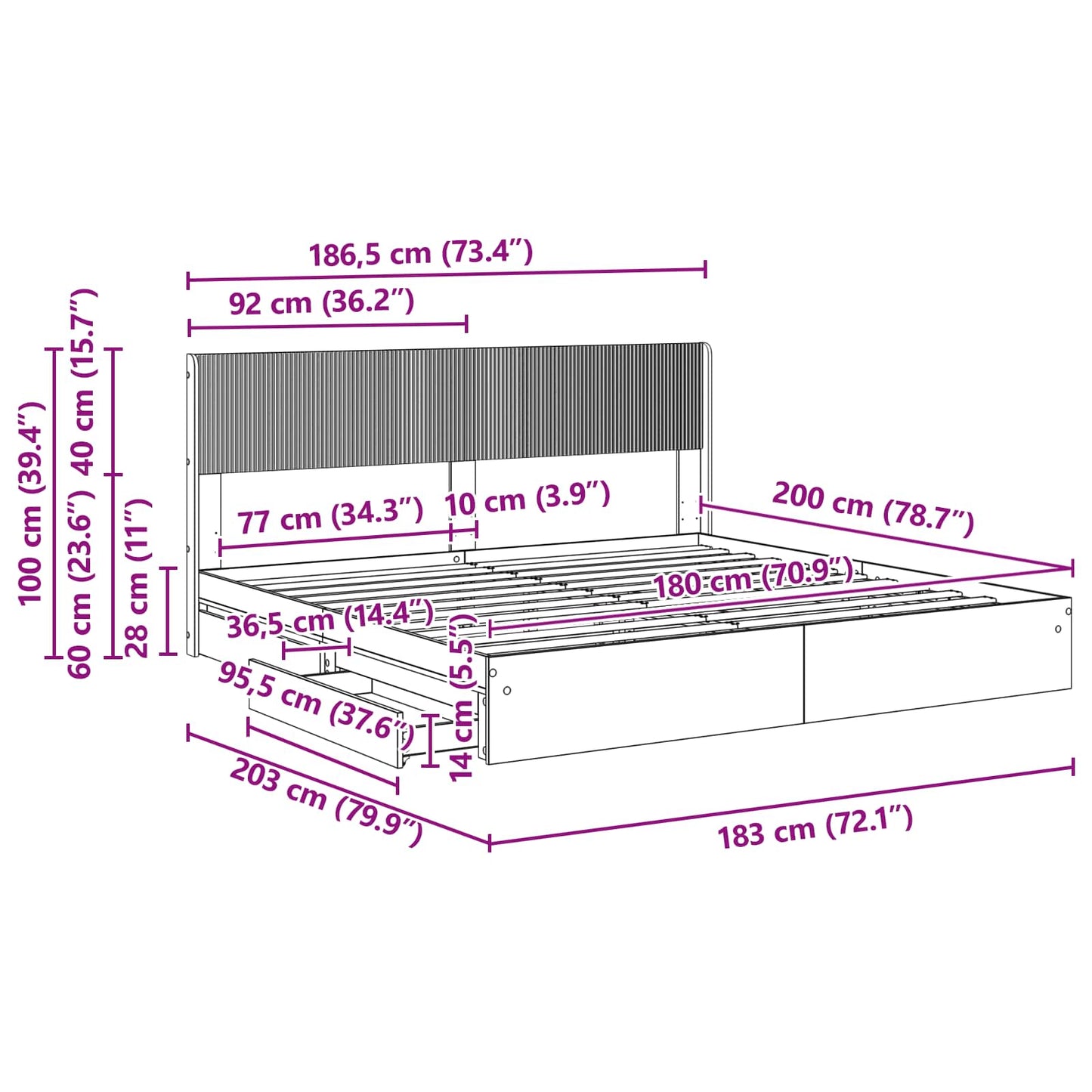 vidaXL Καλάθι με αποθήκη και κεφαλάρι Γκρι Sonoma 180 x 200 cm