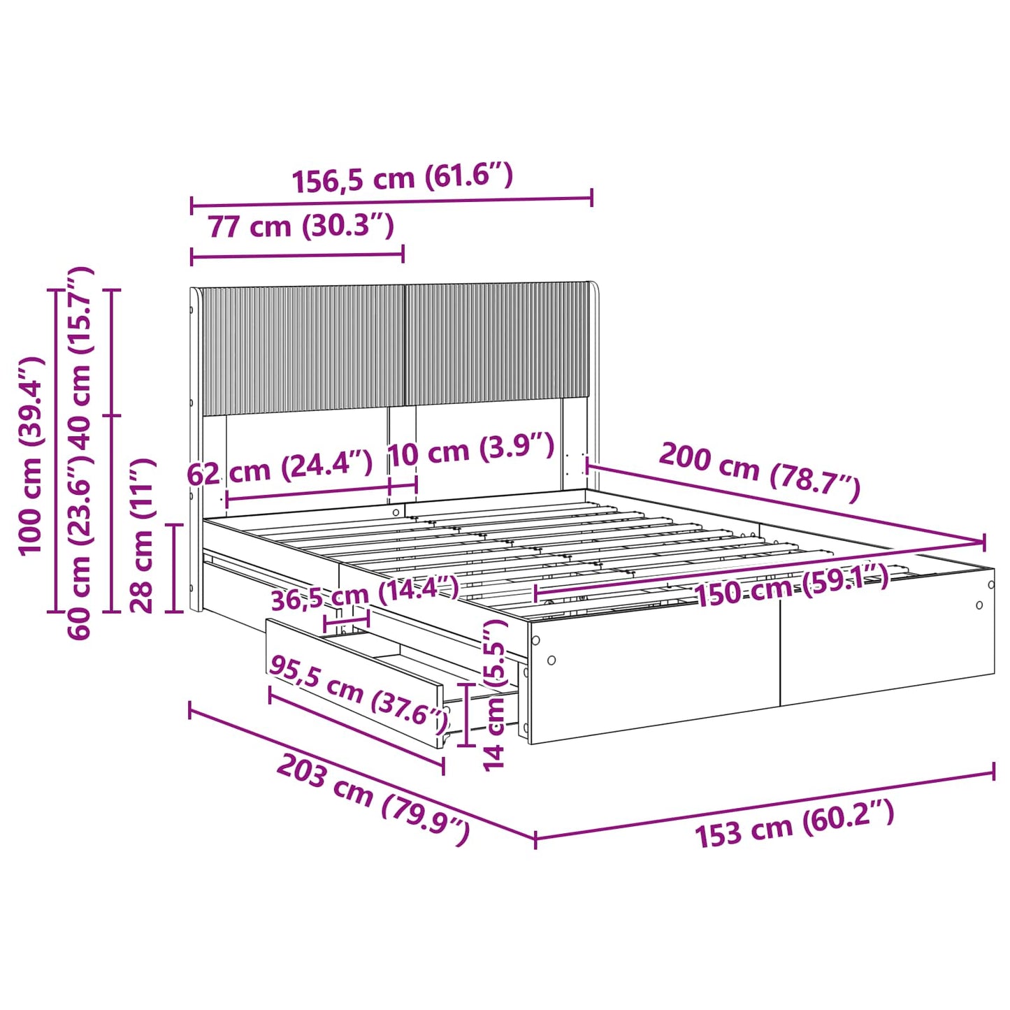 vidaXL Καλάθι με αποθήκη και κεφαλάρι Γκρι Sonoma 150 x 200 cm