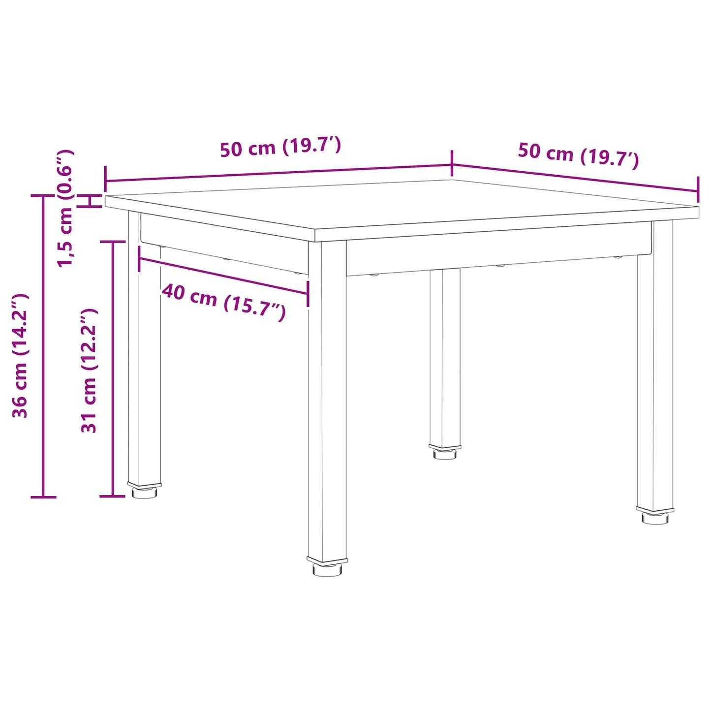 vidaXL Τραπεζάκι σαλονιού Φυσικό 50 x 50 x 36 εκ. Στερεά ξυλεία πεύκου