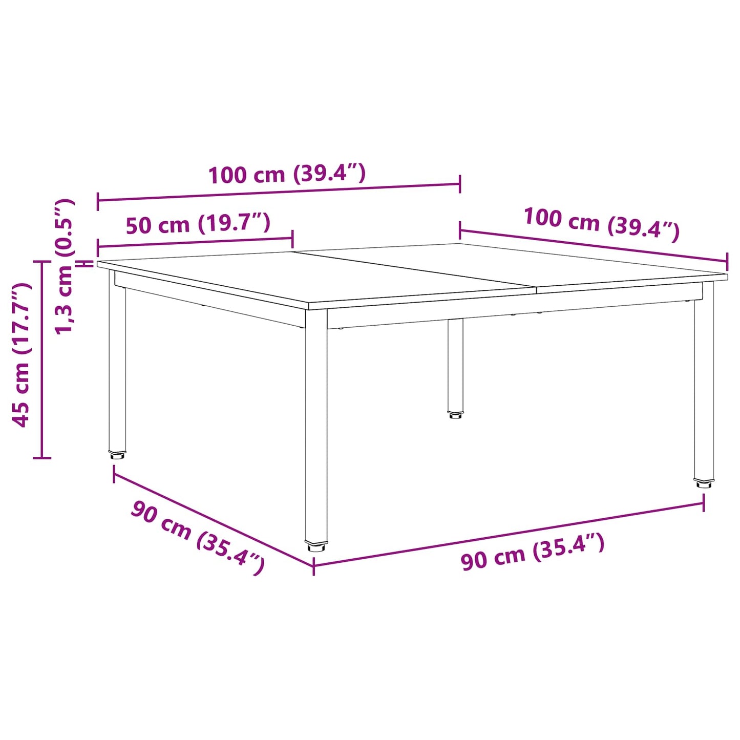 vidaXL Τραπεζάκι σαλονιού Φυσικό 100 x 100 x 45 cm