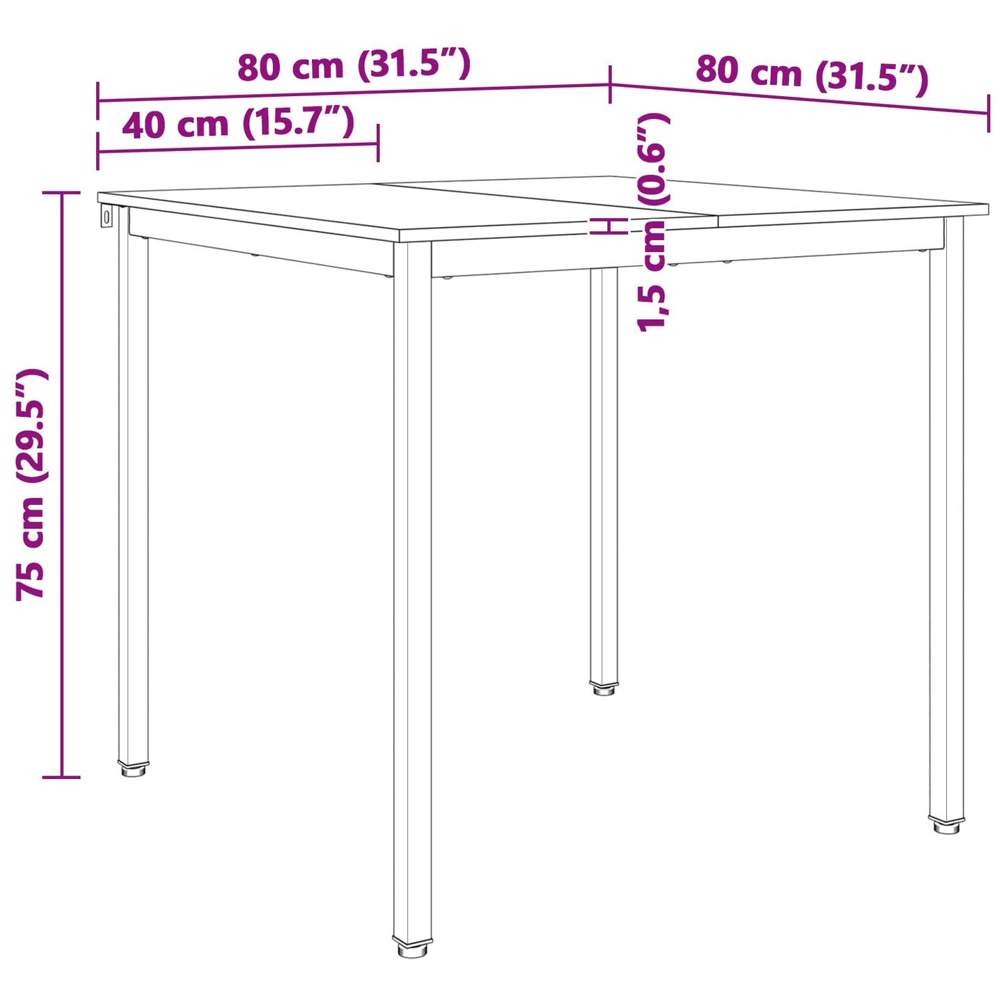 vidaXL Τραπεζαρία Φυσικό 80 x 80 x 75 cm Στερεά ξυλεία πεύκου