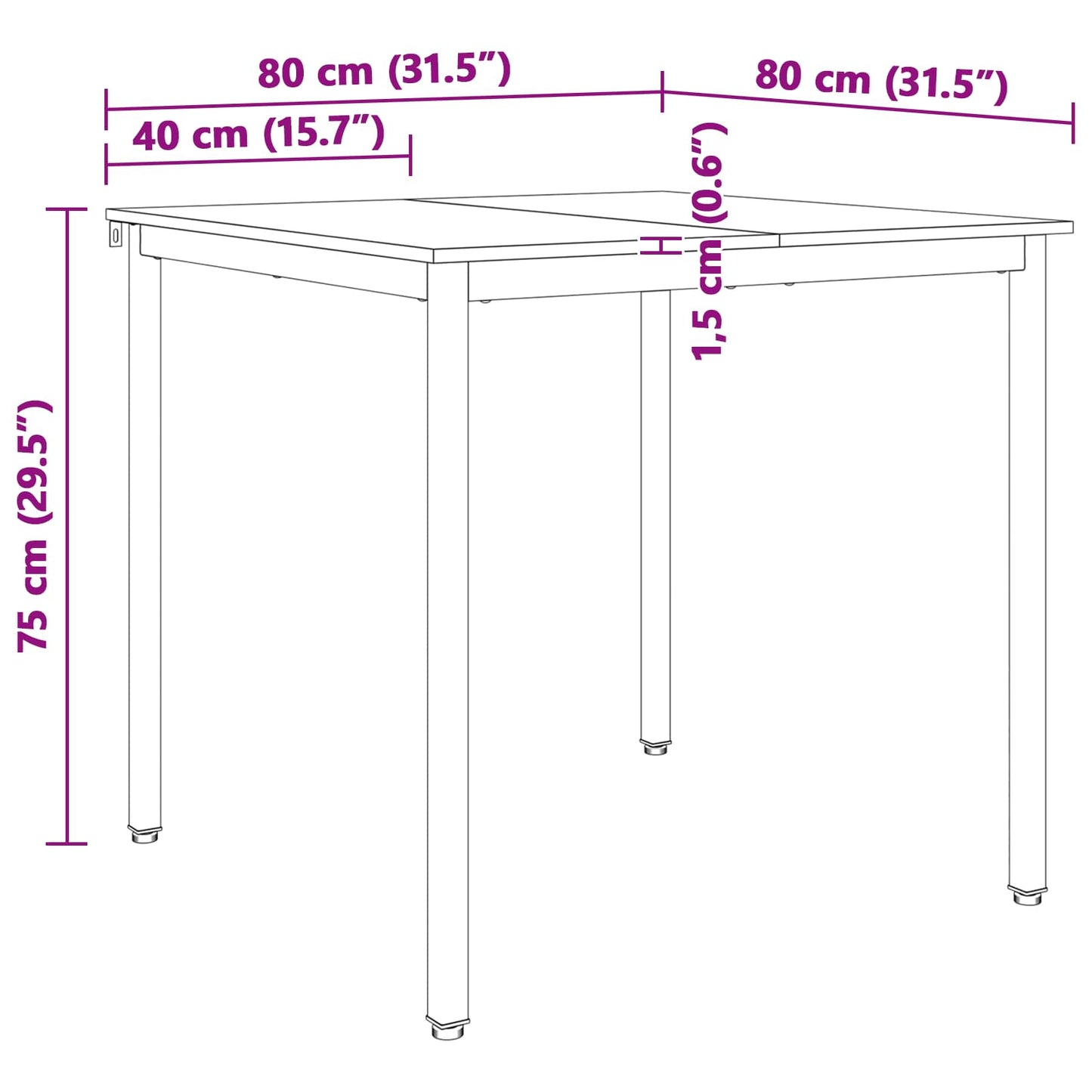 vidaXL Τραπεζαρία Λευκό 80 x 80 x 75 cm Στερεά ξυλεία πεύκου