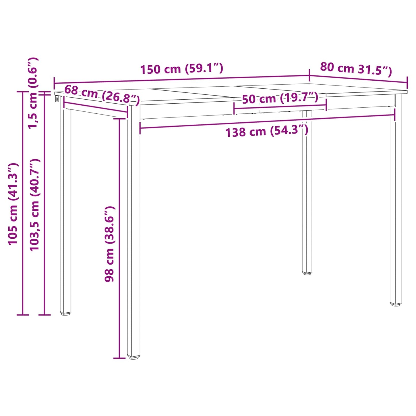 vidaXL Τραπέζι μπαρ Φυσικό 110 x 55 x 105 εκ. Στερεά ξυλεία πεύκου