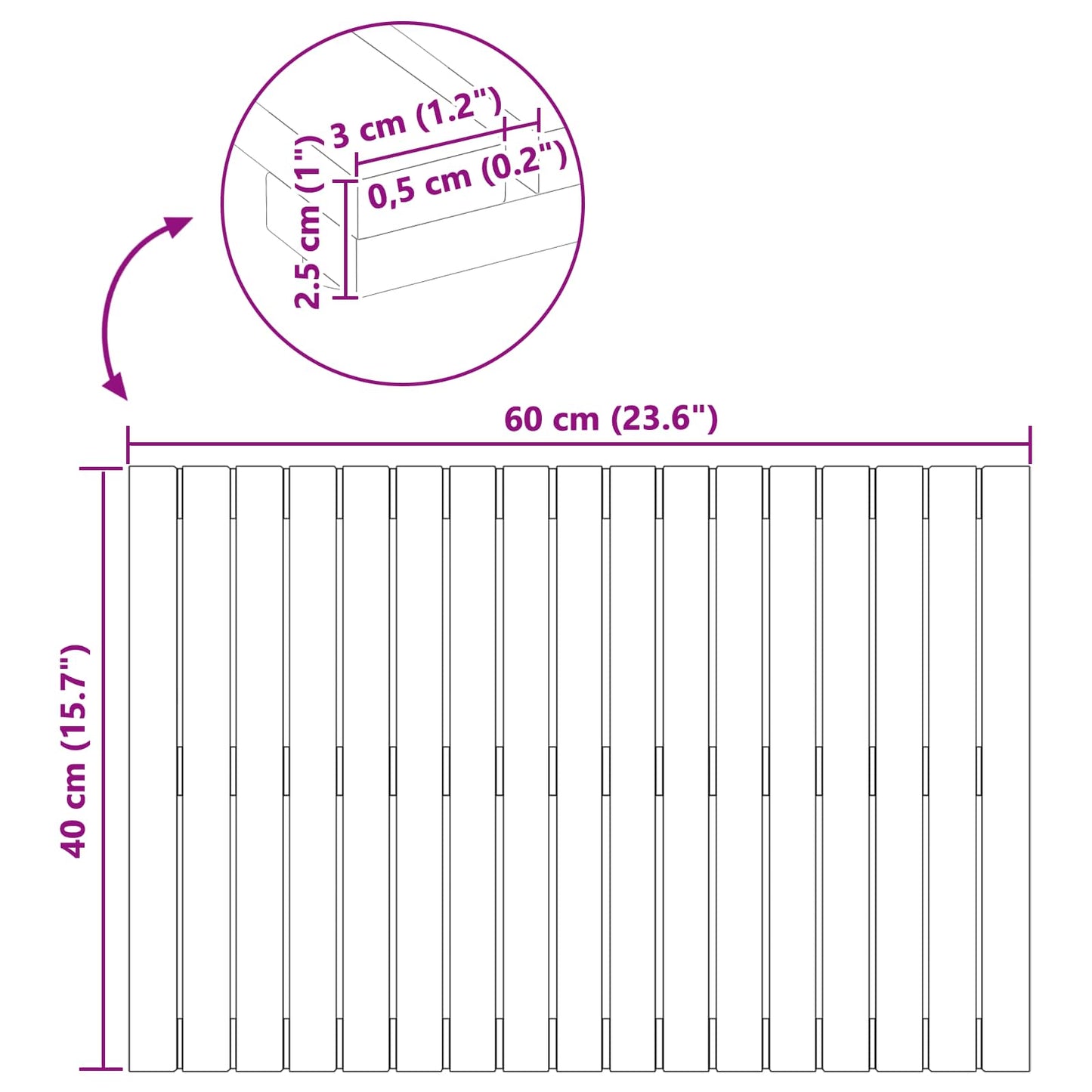 vidaXL Πατάκι μπάνιου Μονόχρωμο Καφέ 60 x 40 cm Στερεό Ξύλο Ακακίας
