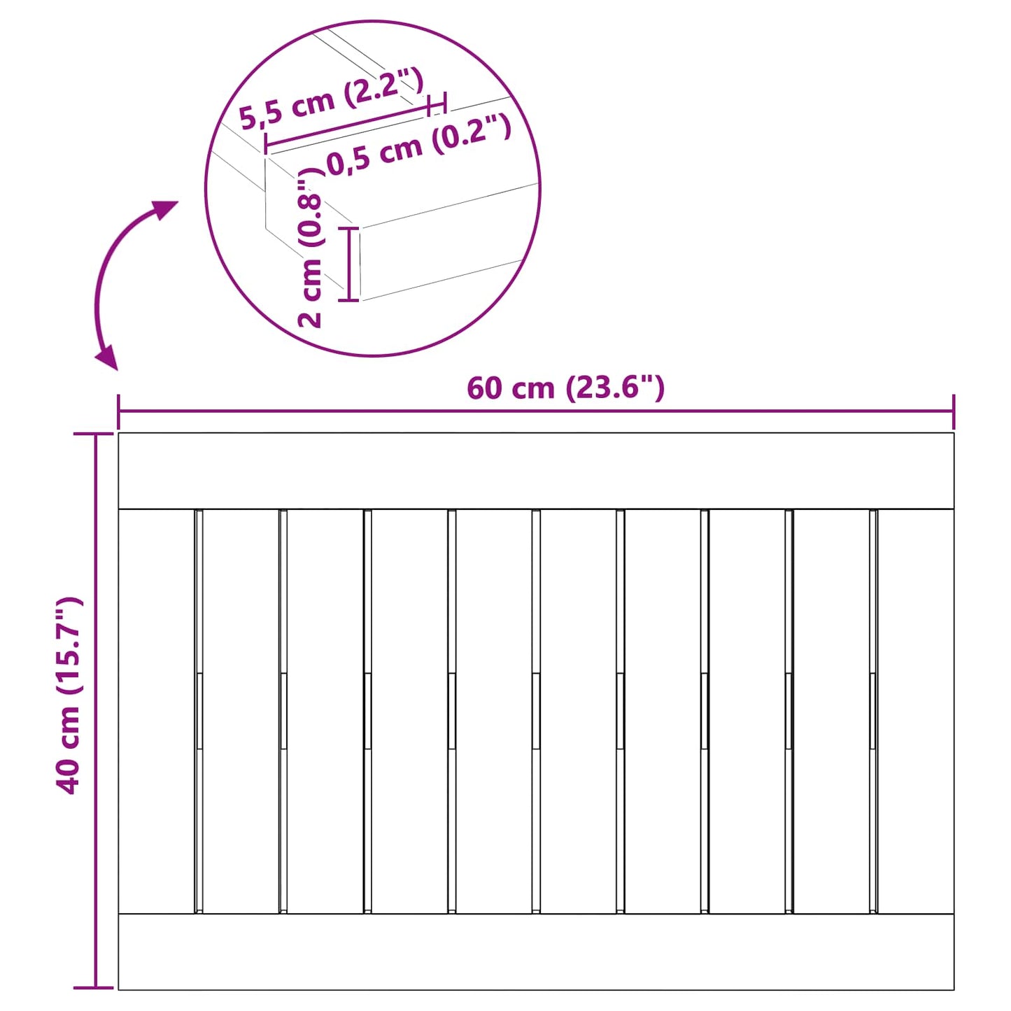 vidaXL Πατάκι μπάνιου Μονόχρωμο Καφέ 60 x 40 cm Στερεό Ξύλο Ακακίας