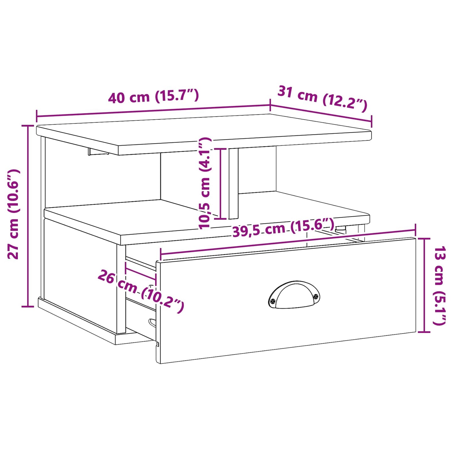 vidaXL Κομοδίνο Μέλι Καφέ 40 x 31 x 27 εκ. Στερεό ξύλο πεύκου