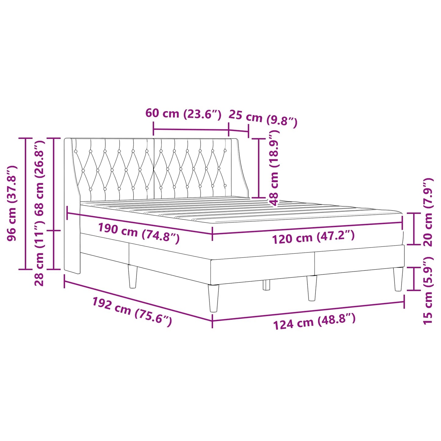 vidaXL Σκελετός κρεβατιού με στρώμα Μαύρο 120 x 190 cm Βελούδο