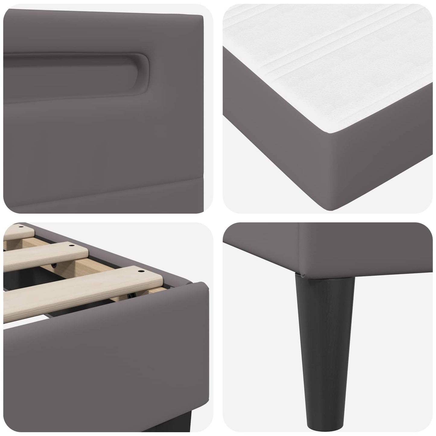 vidaXL Σκελετός κρεβατιού με στρώμα Γκρι 120 x 200 cm Τεχνητό Δέρμα